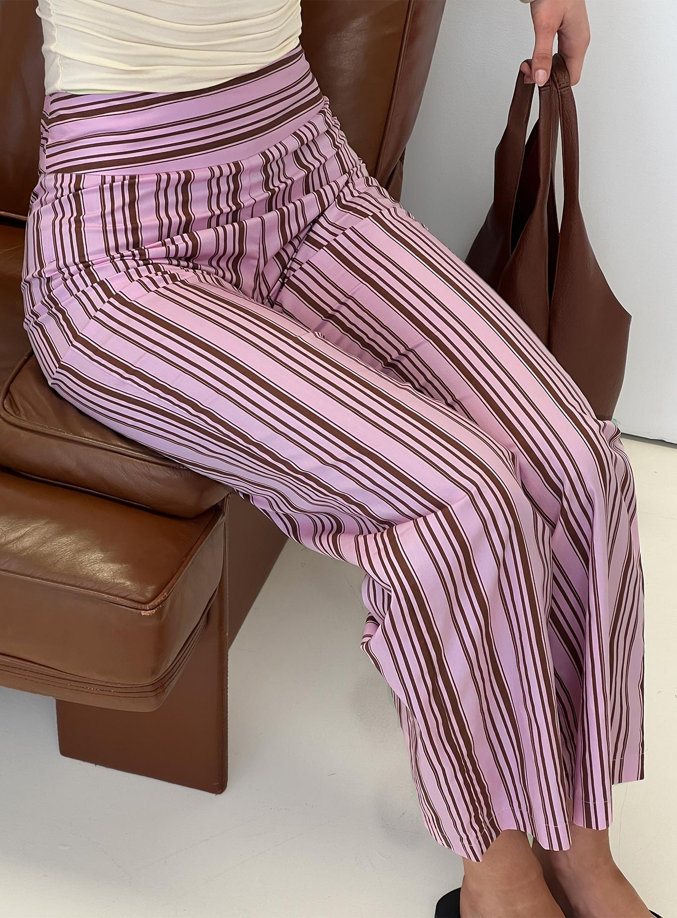 Leocadie Pembe Çizgili Pantolon