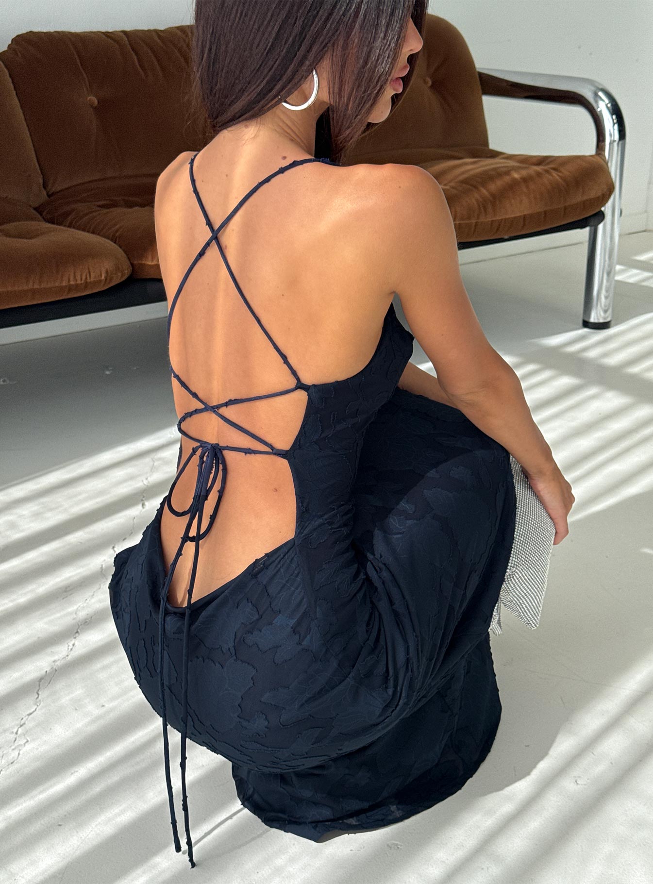 Celena Lacivert Maxi Elbise