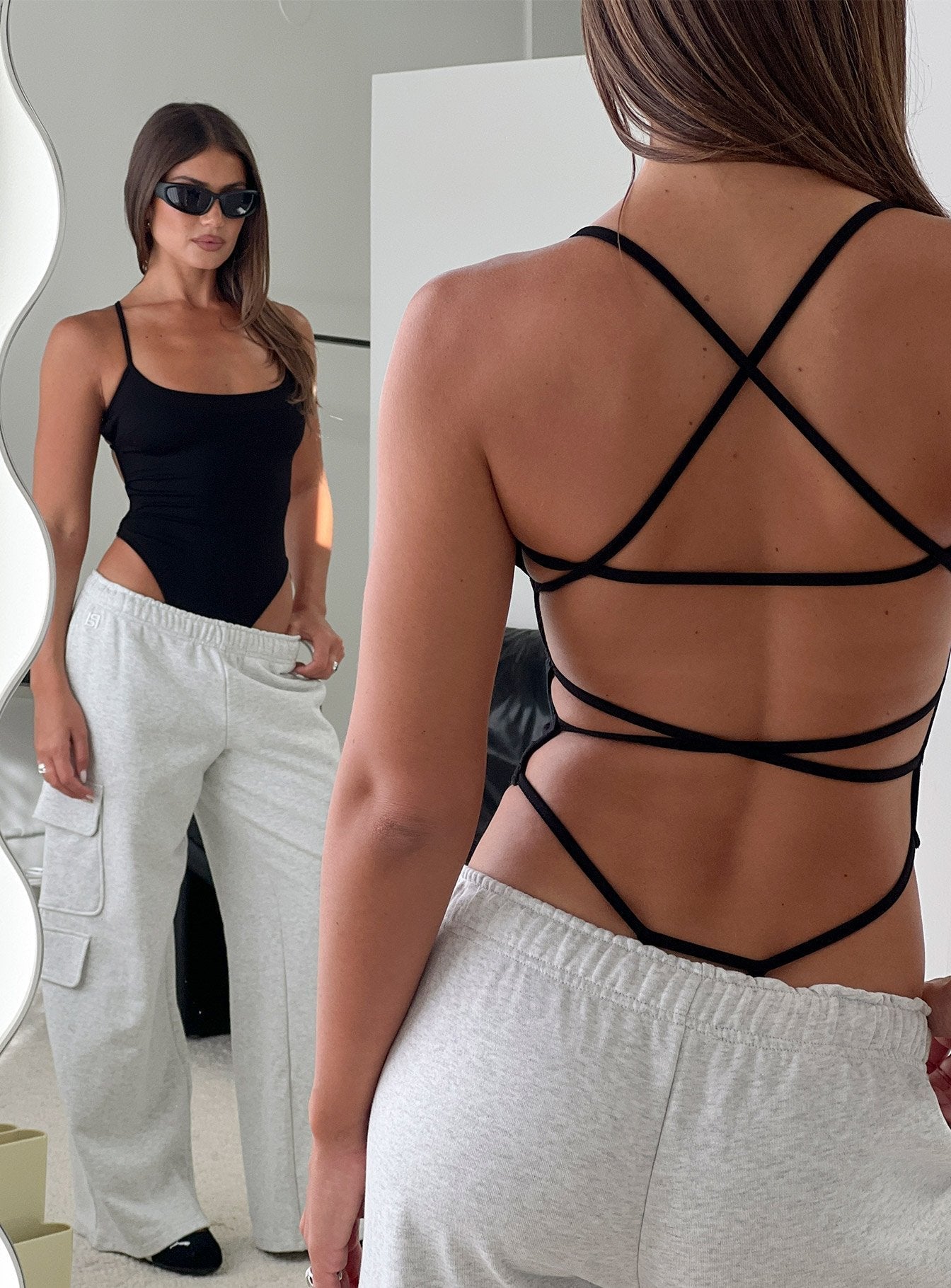 Siyah Bağlı Body