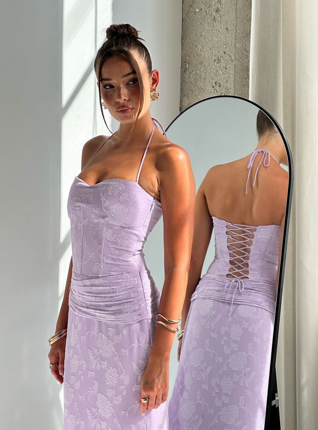 Portofino Lila Korsaj Maxi Elbise