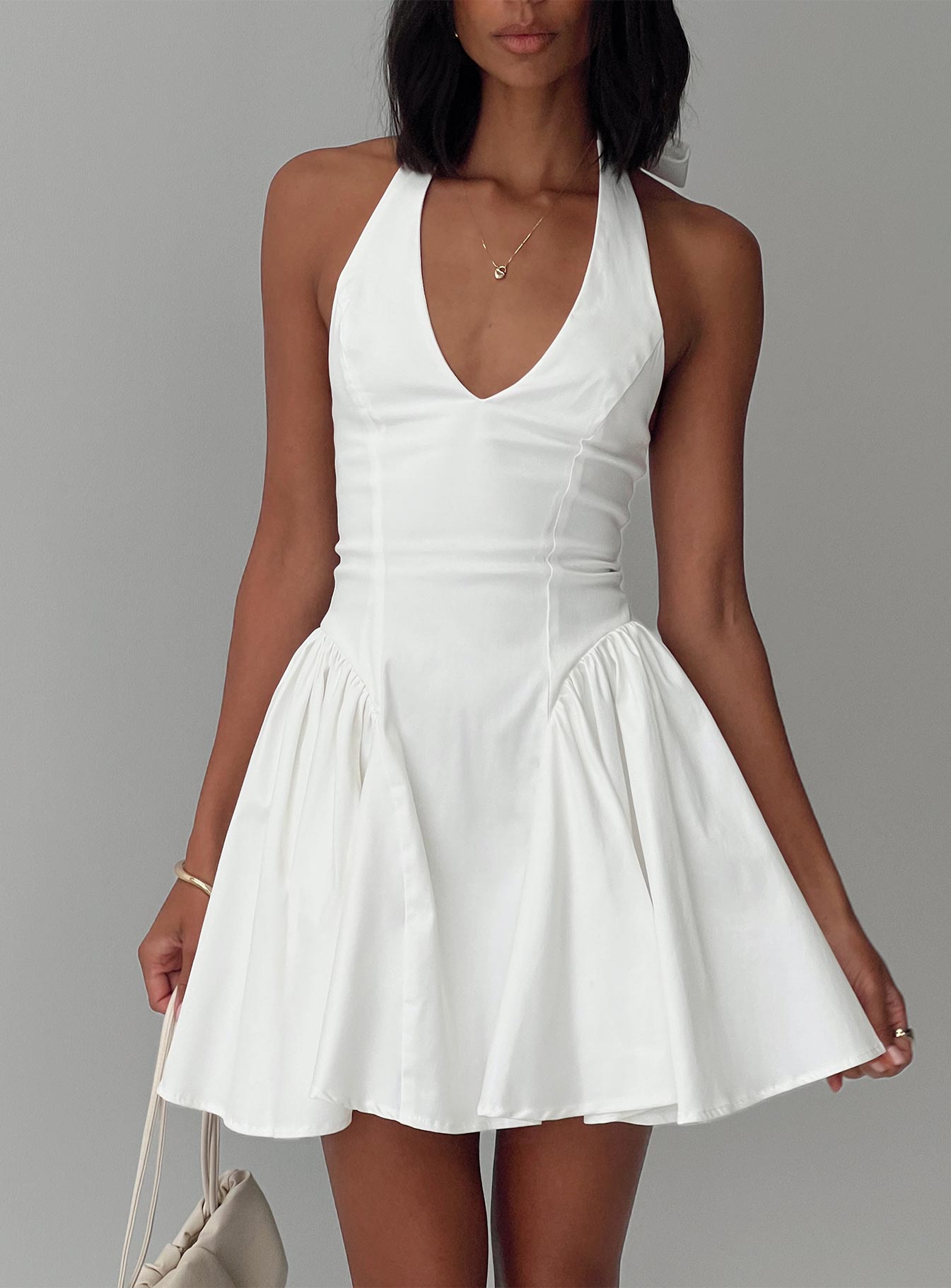 Karisse Beyaz Halter Mini Elbise