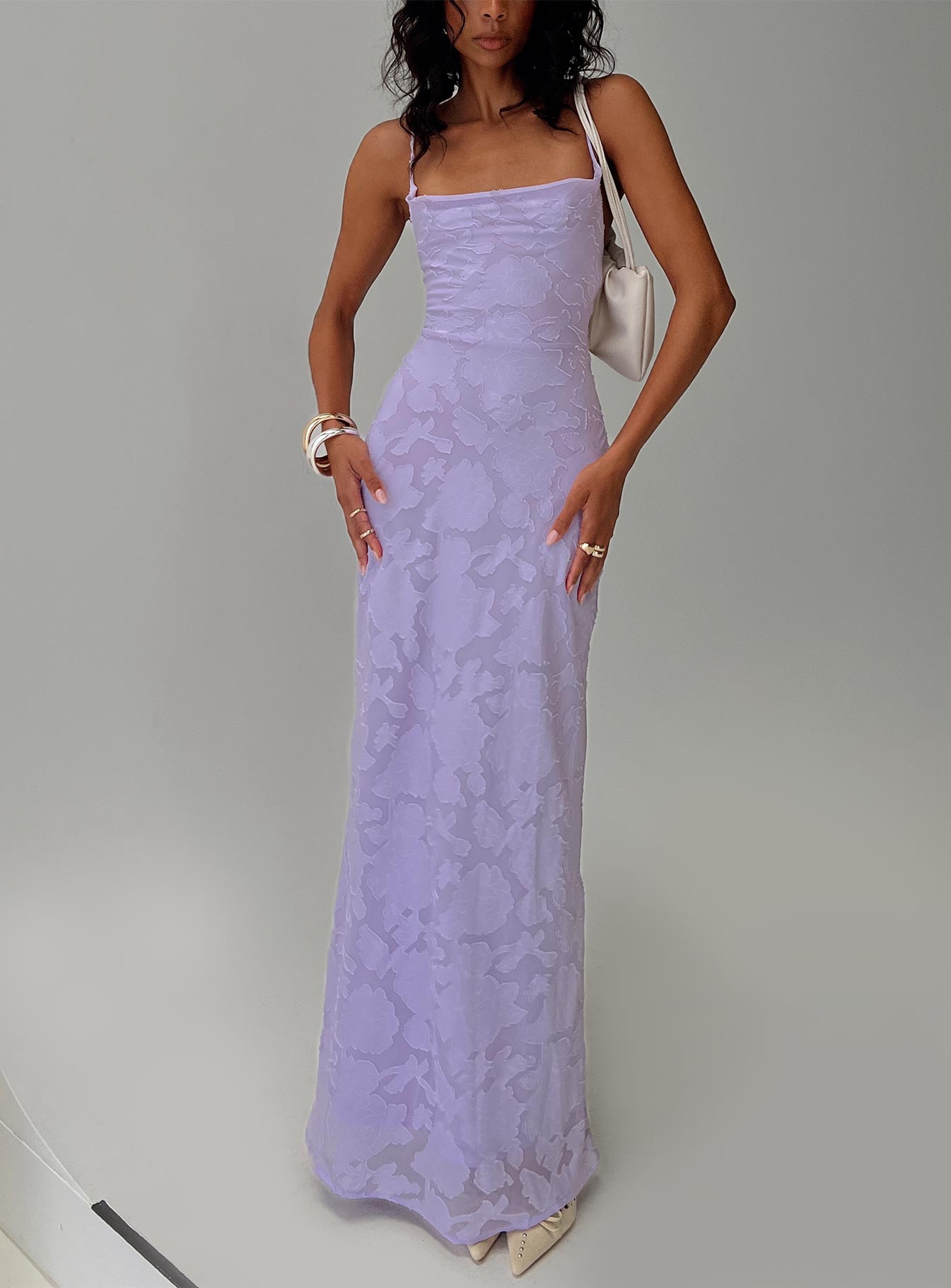 Celena Leylak Maxi Elbise
