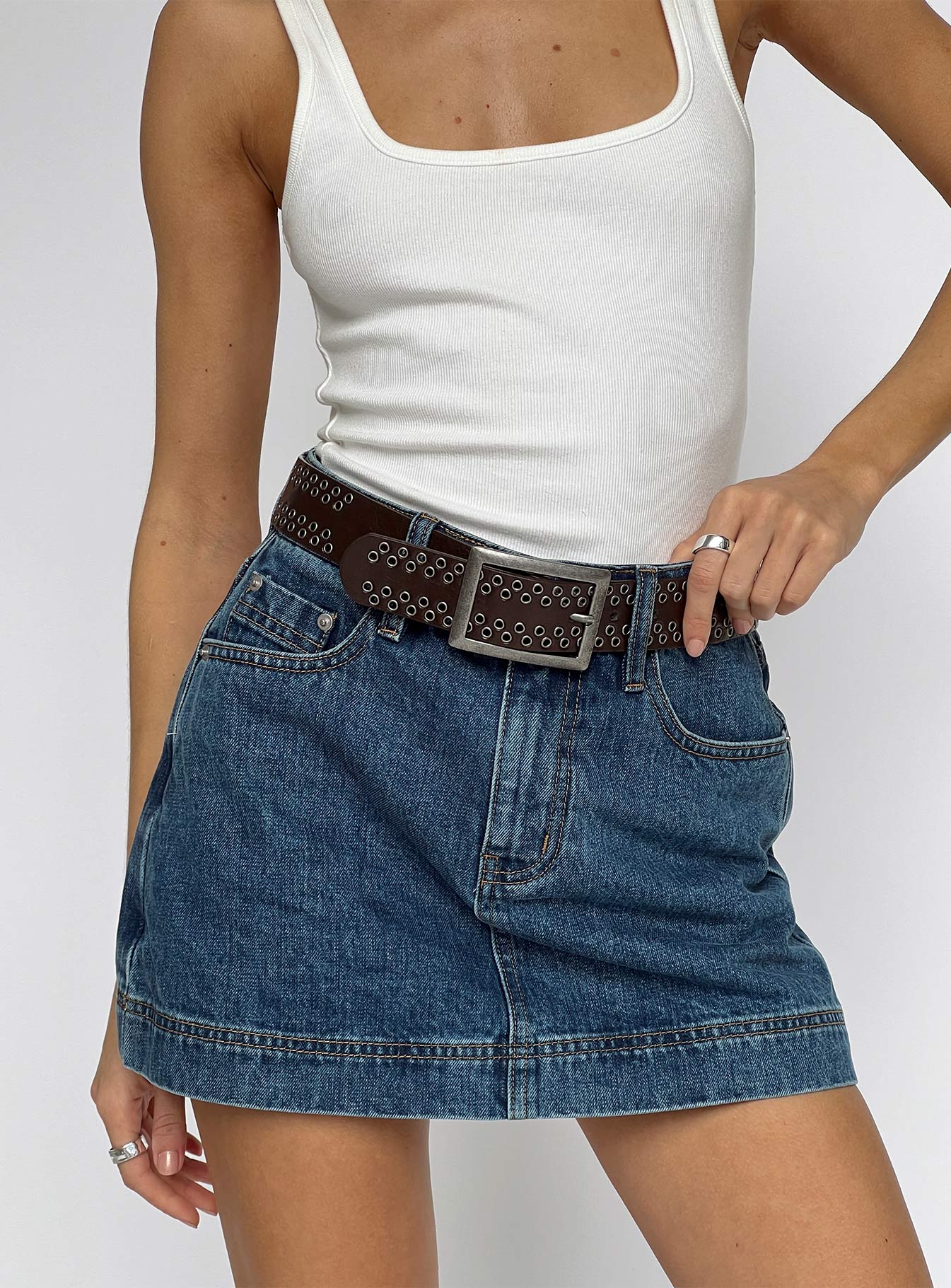 Gazelle Orta Yıkama Denim Şort Etek - Küçük Beden