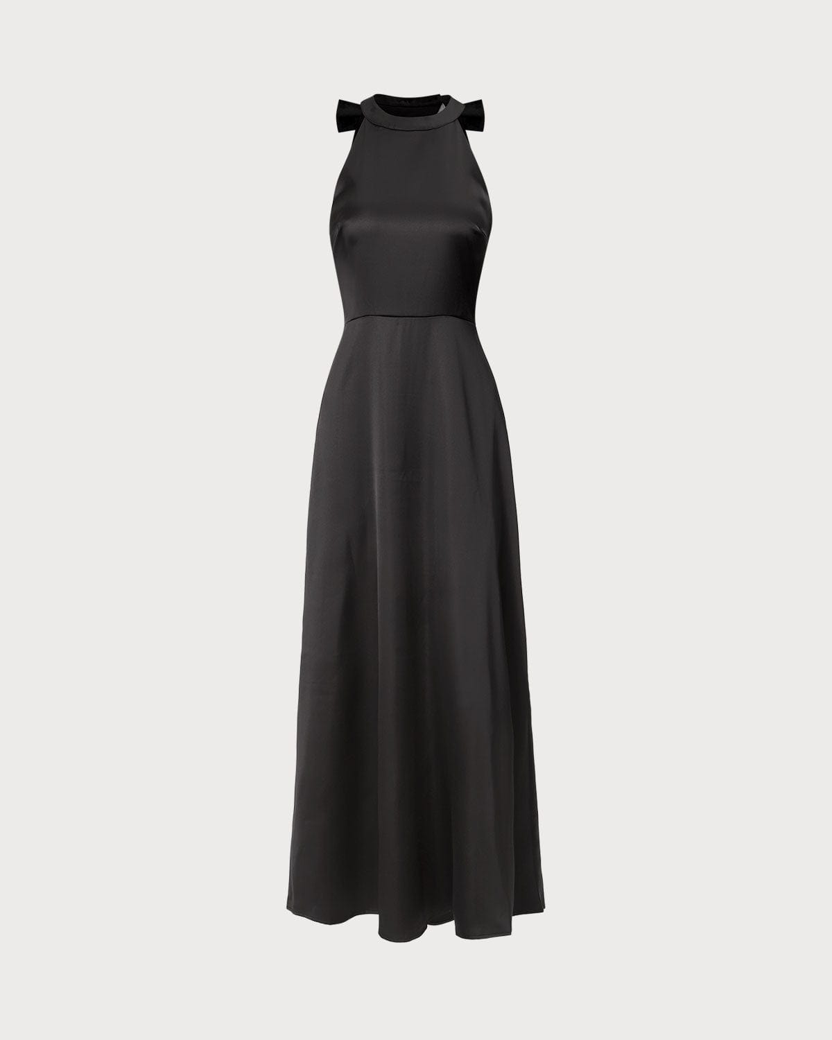 Siyah Halter Fiyonk Kesim Maxi Elbise