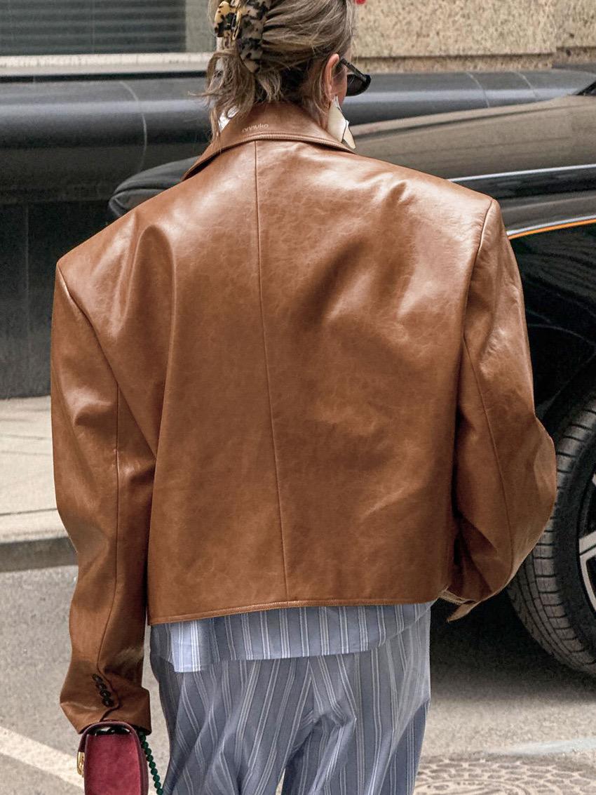 Milano Cropped Leather Blazer
