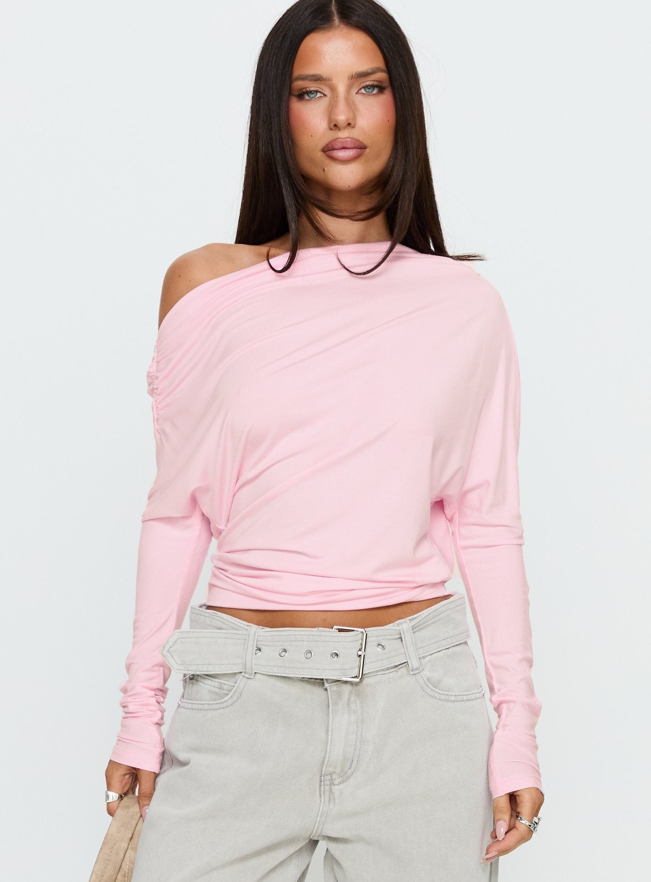 Off Shoulder Pembe Parti Bluzu