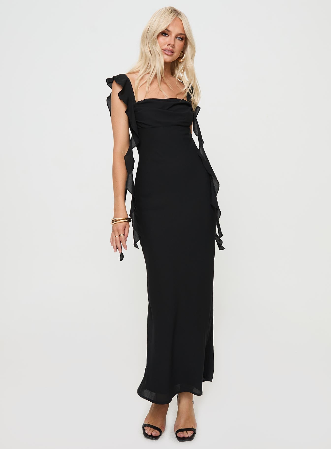 Siyah Lanai Maxi Elbise