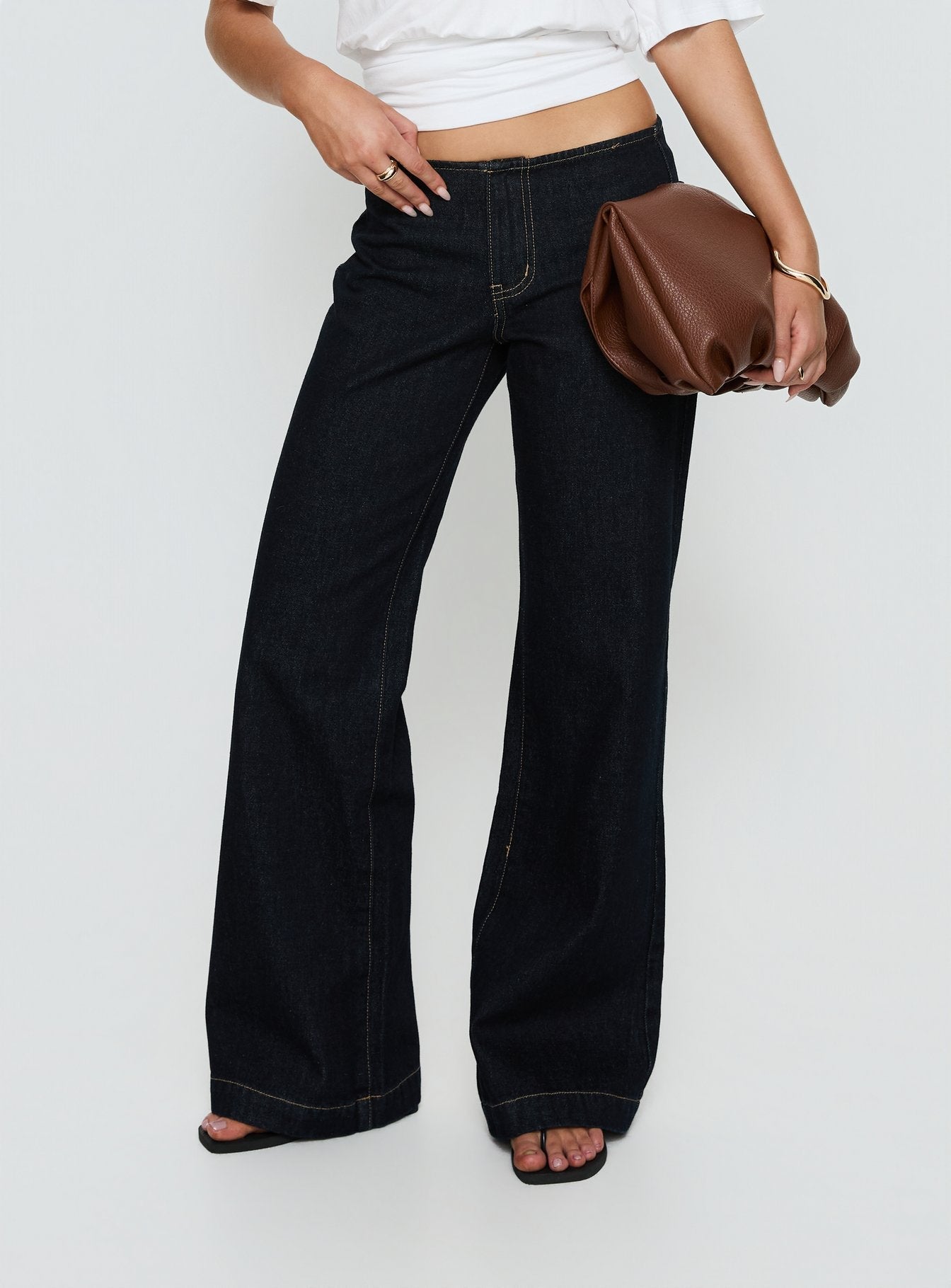 Buenos No Waist Düşük Bel Ham Denim Düz Paça Kot Pantolon
