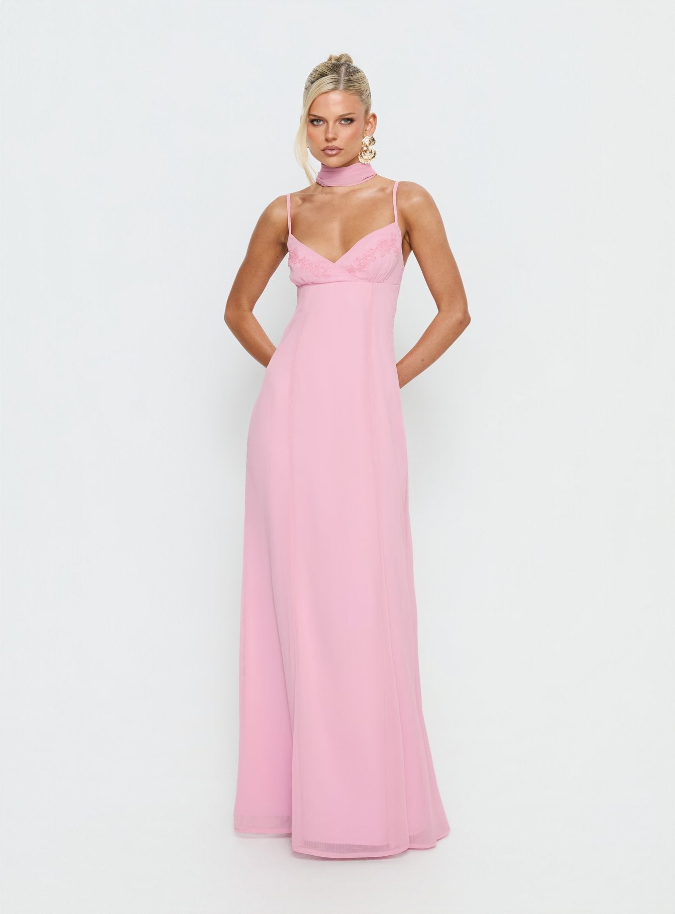 Jadira Açık Pembe Maxi Elbise