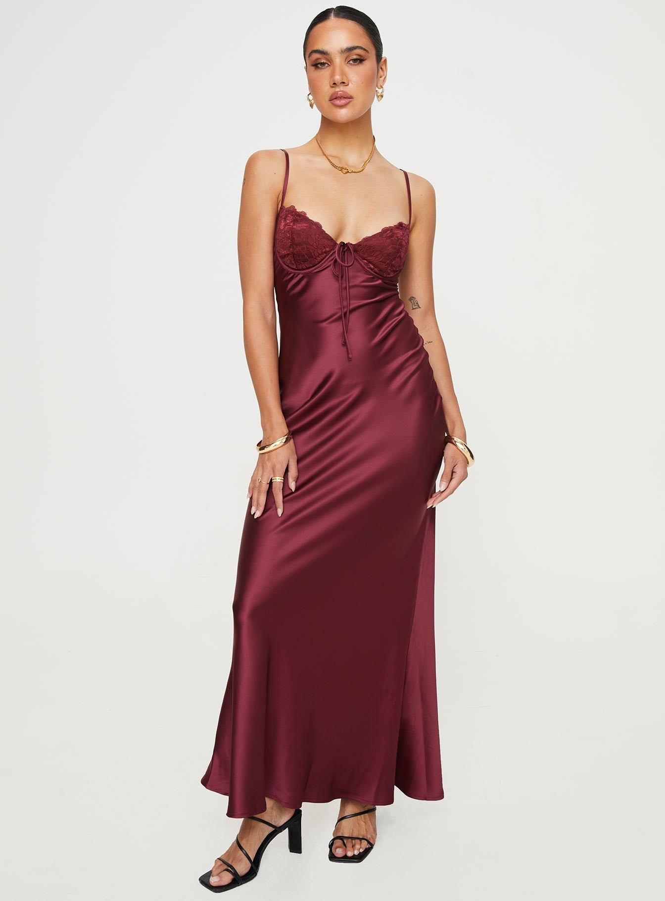 Bordo Fadyen Maxi Elbise