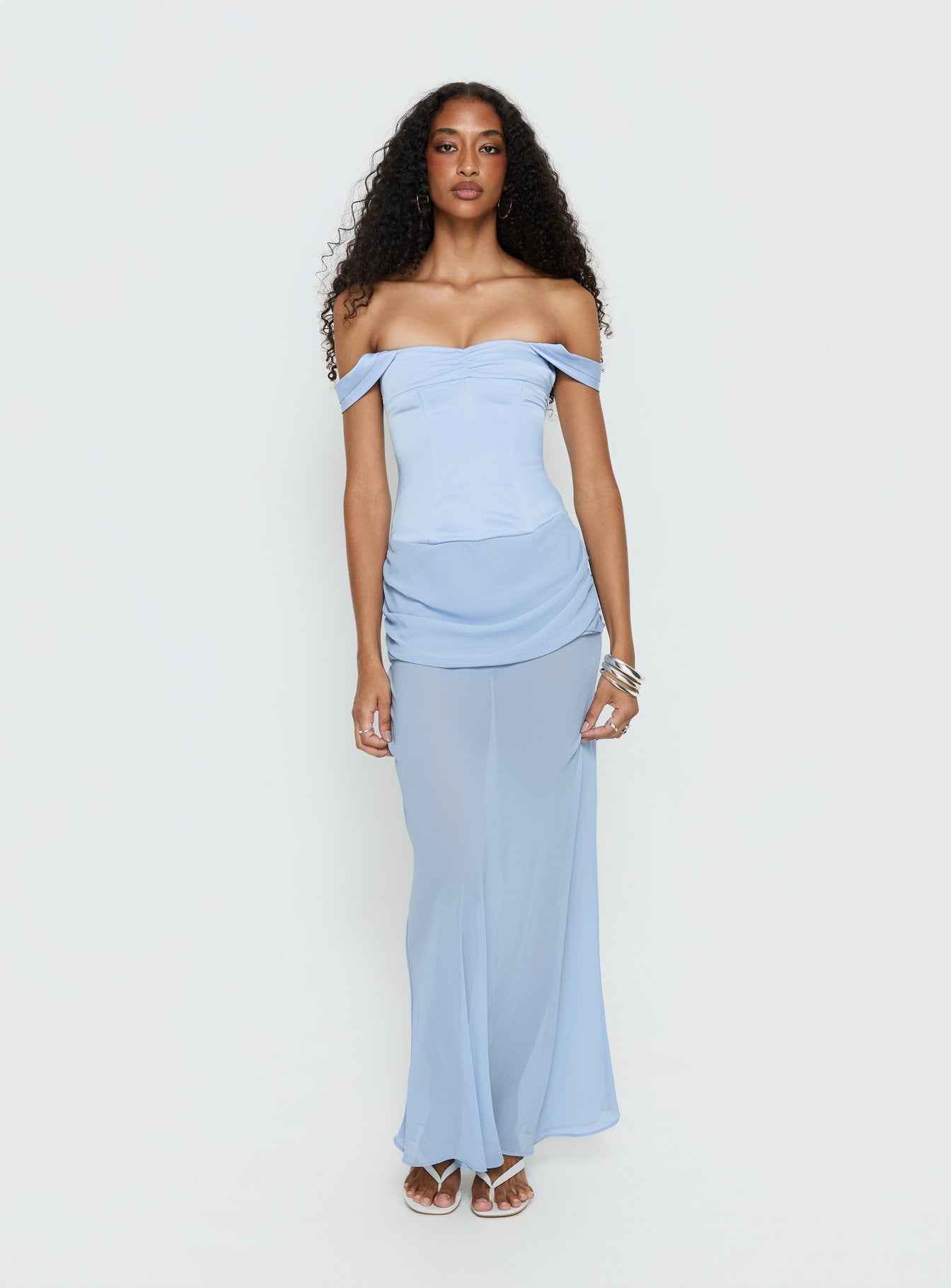 Angiola Mavi Off-Shoulder Uzun Elbise