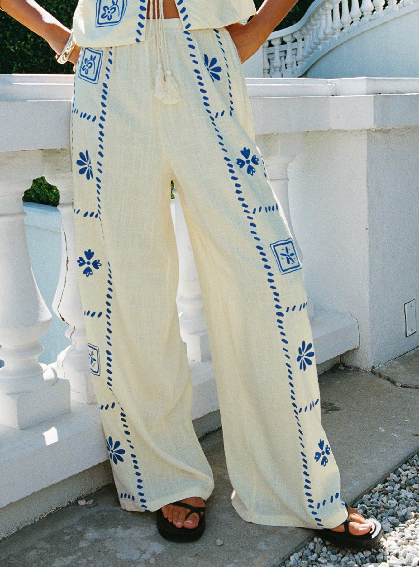 Grazia Krem Mavi Pantolon