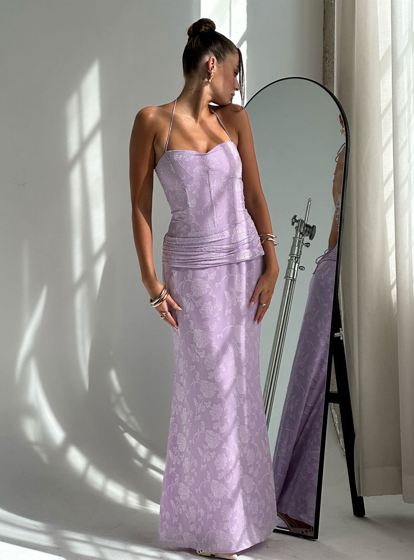 Portofino Lila Korsaj Maxi Elbise
