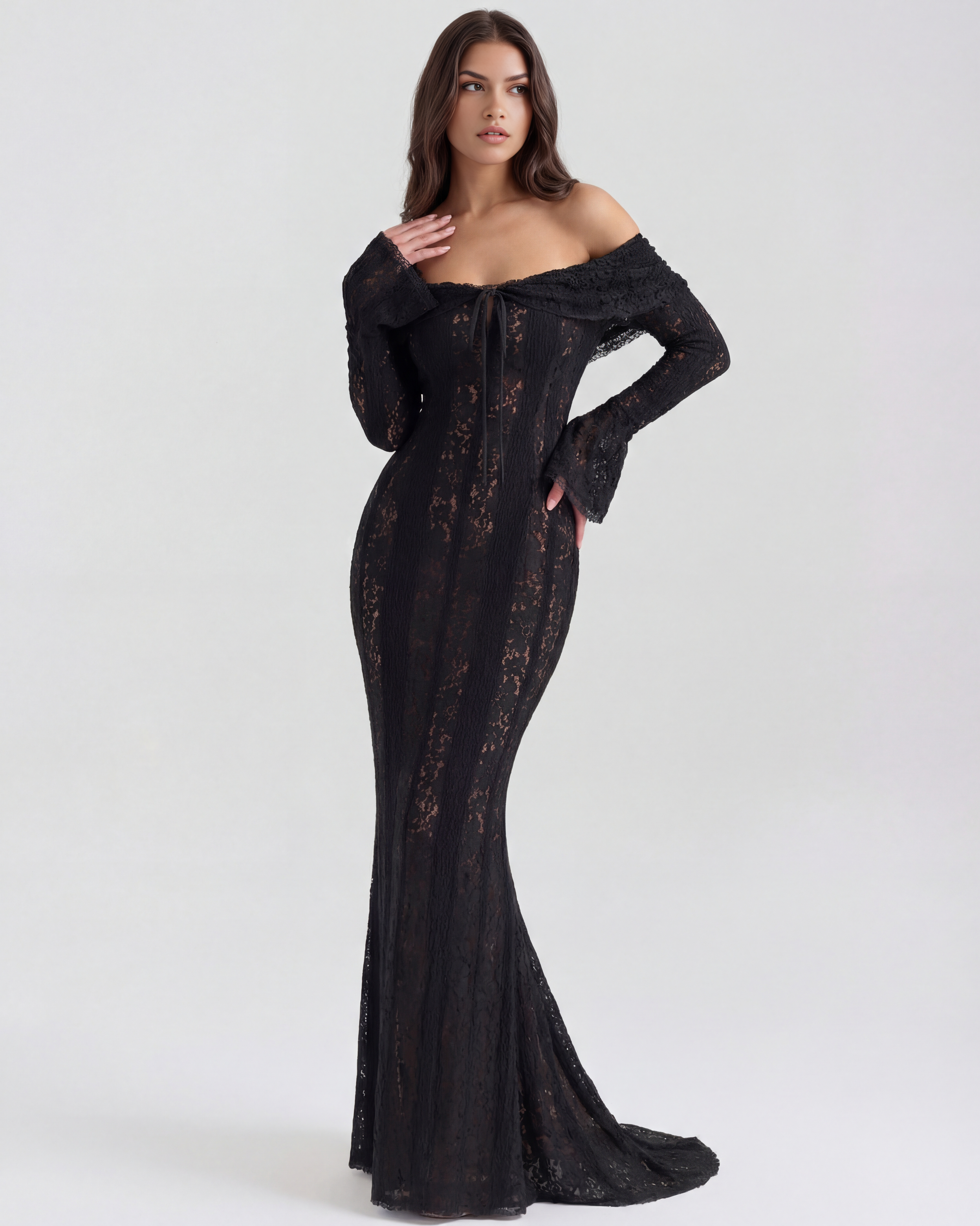 Alessandra Siyah Maxi Elbise