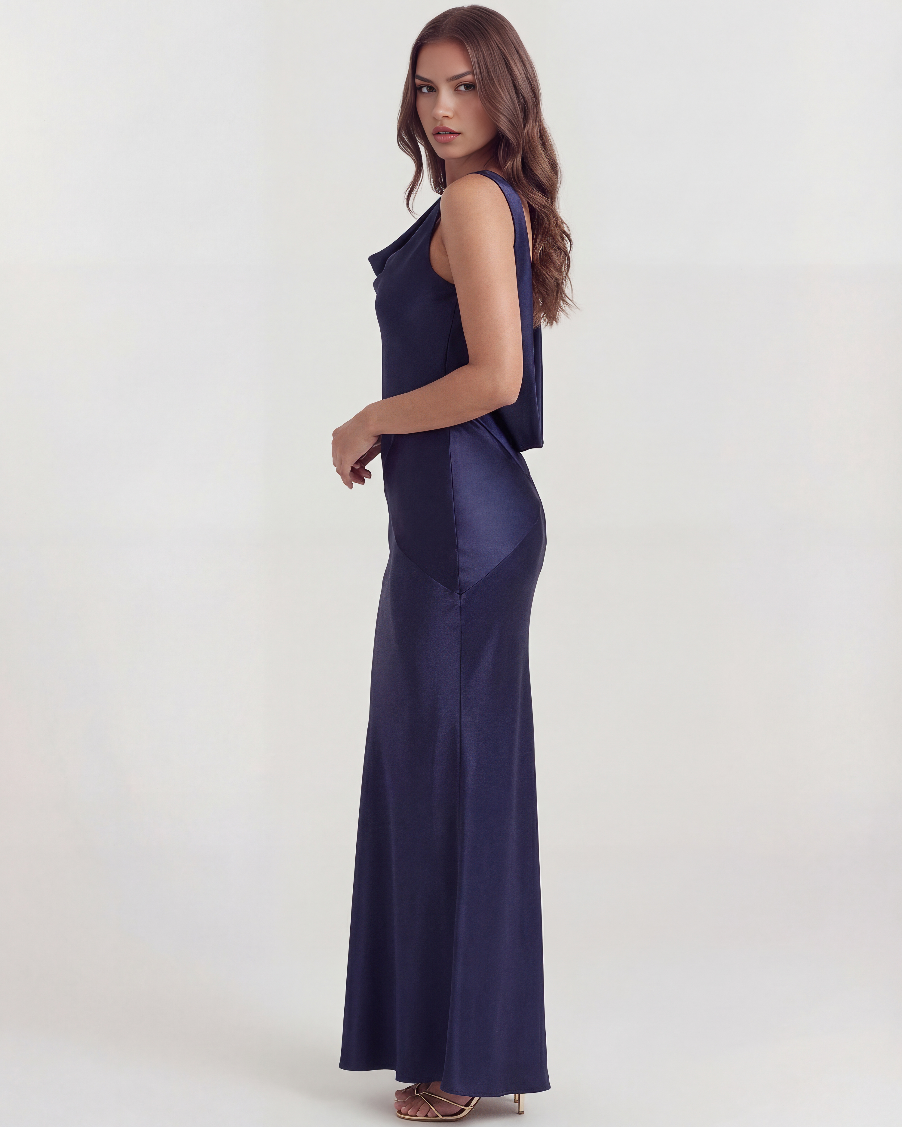 Safir Mavi Maxi Elbise