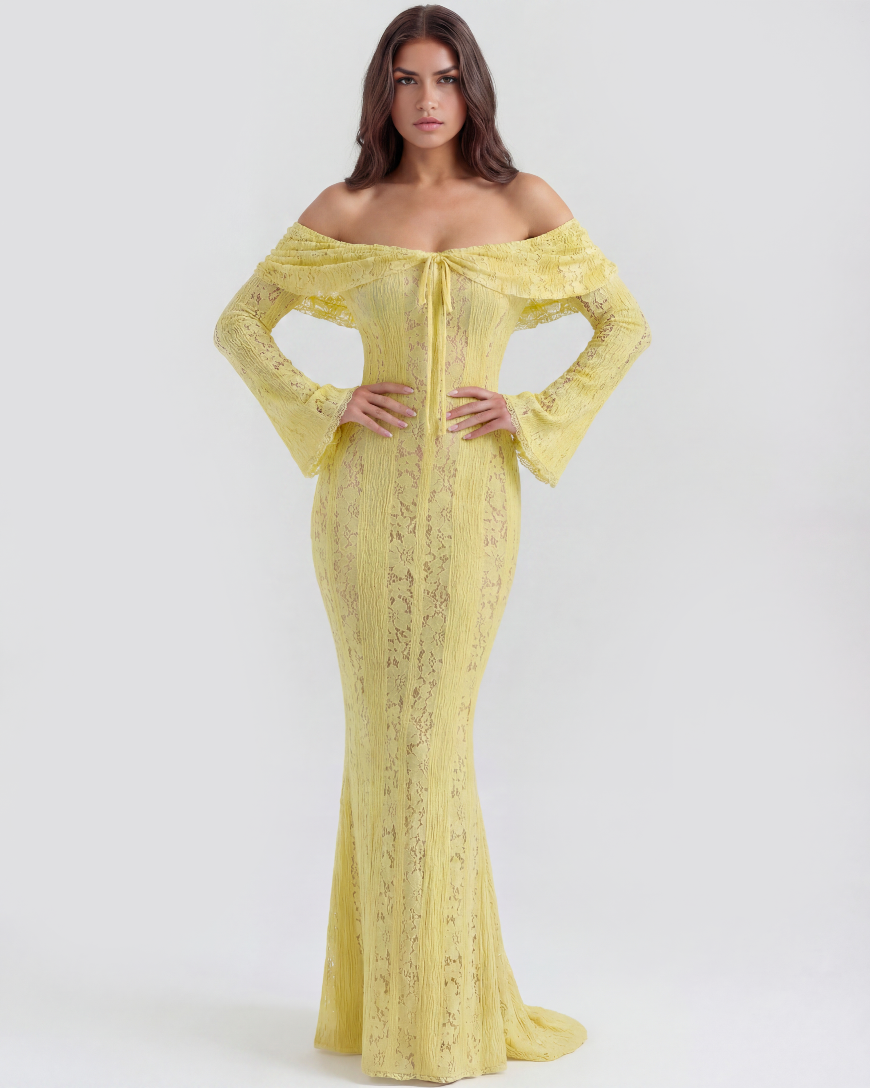 Alessandra Sarı Maxi Elbise