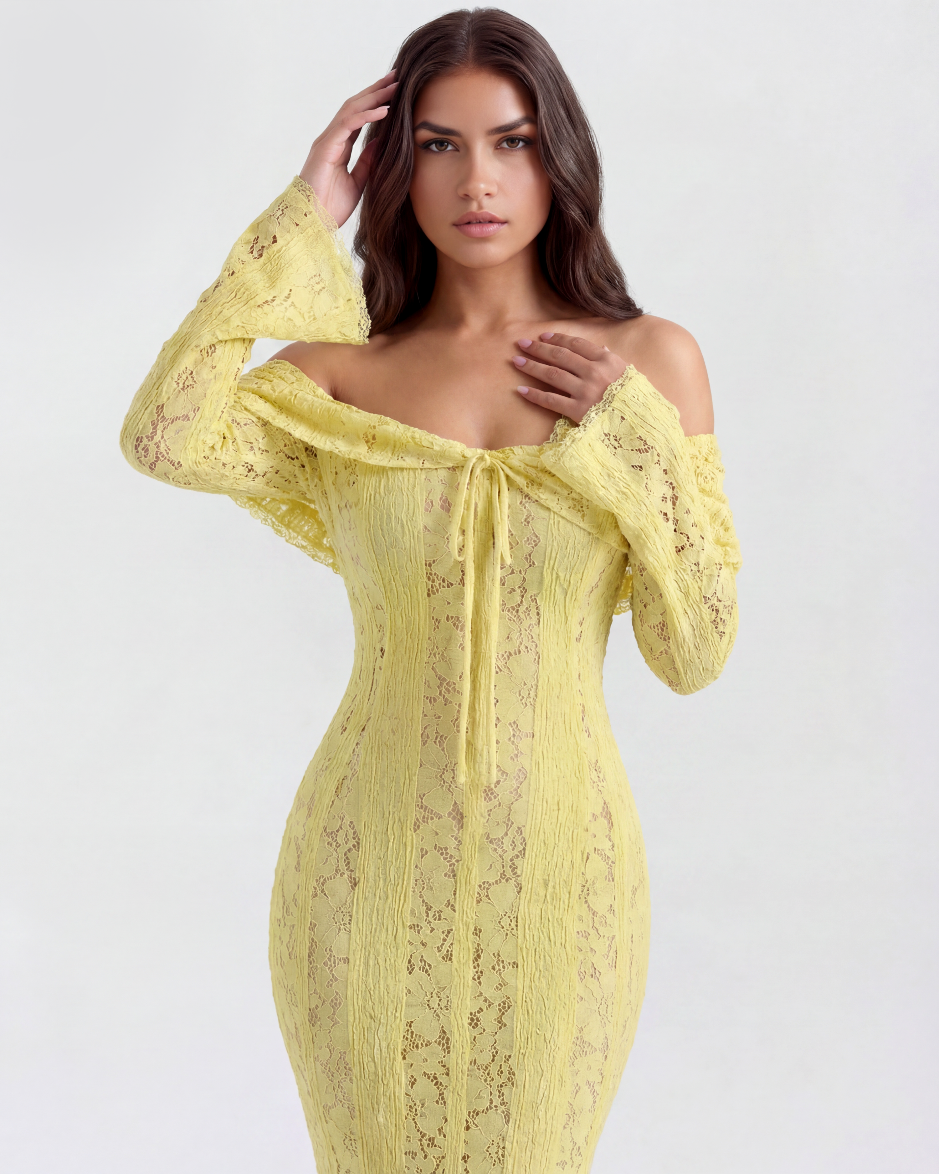 Alessandra Sarı Maxi Elbise