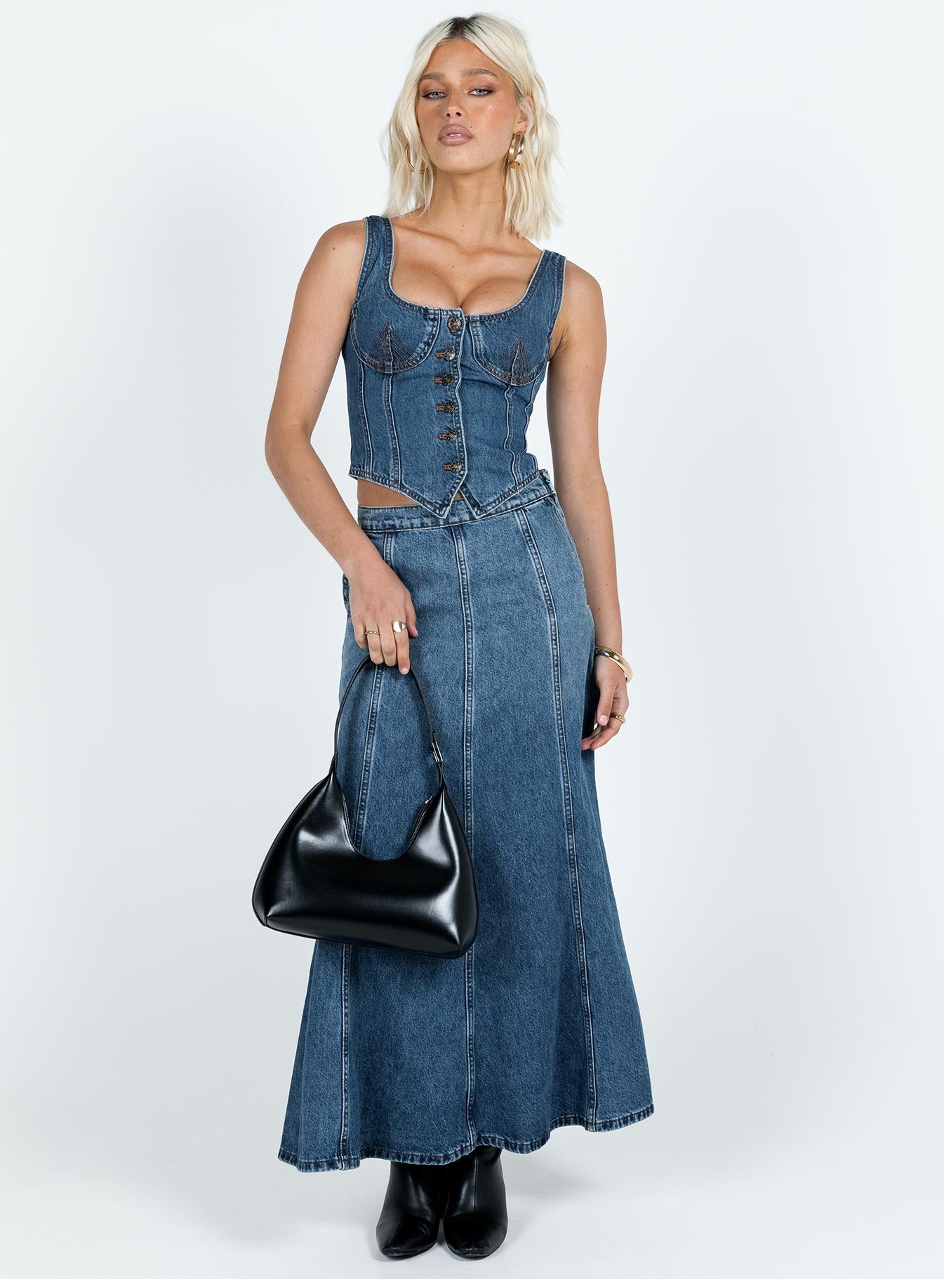 Gece Sonrası Denim Korse Üst
