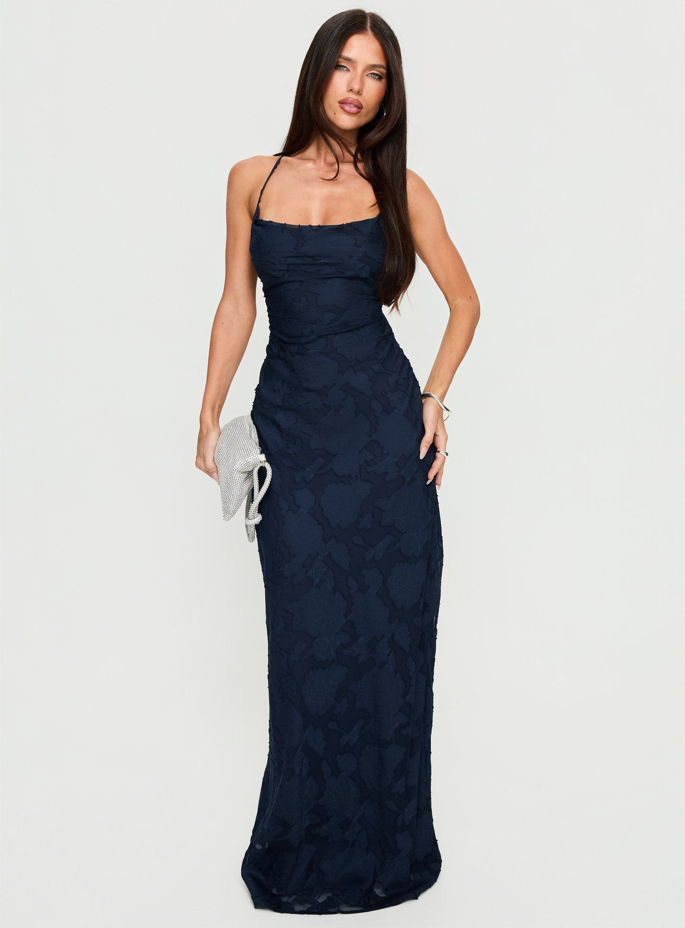 Celena Lacivert Maxi Elbise