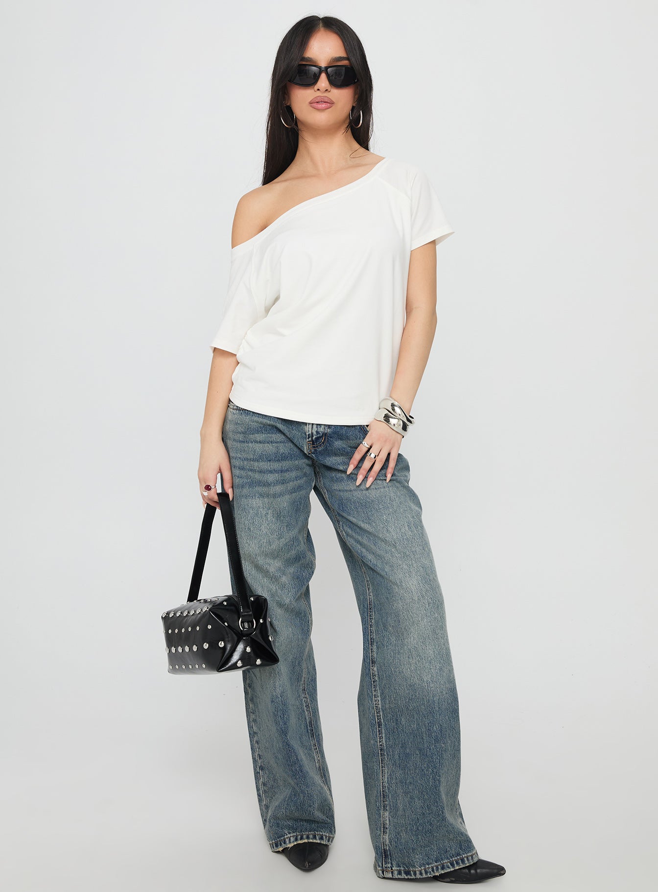 İkonik Bebek Off Shoulder Beyaz Bluz