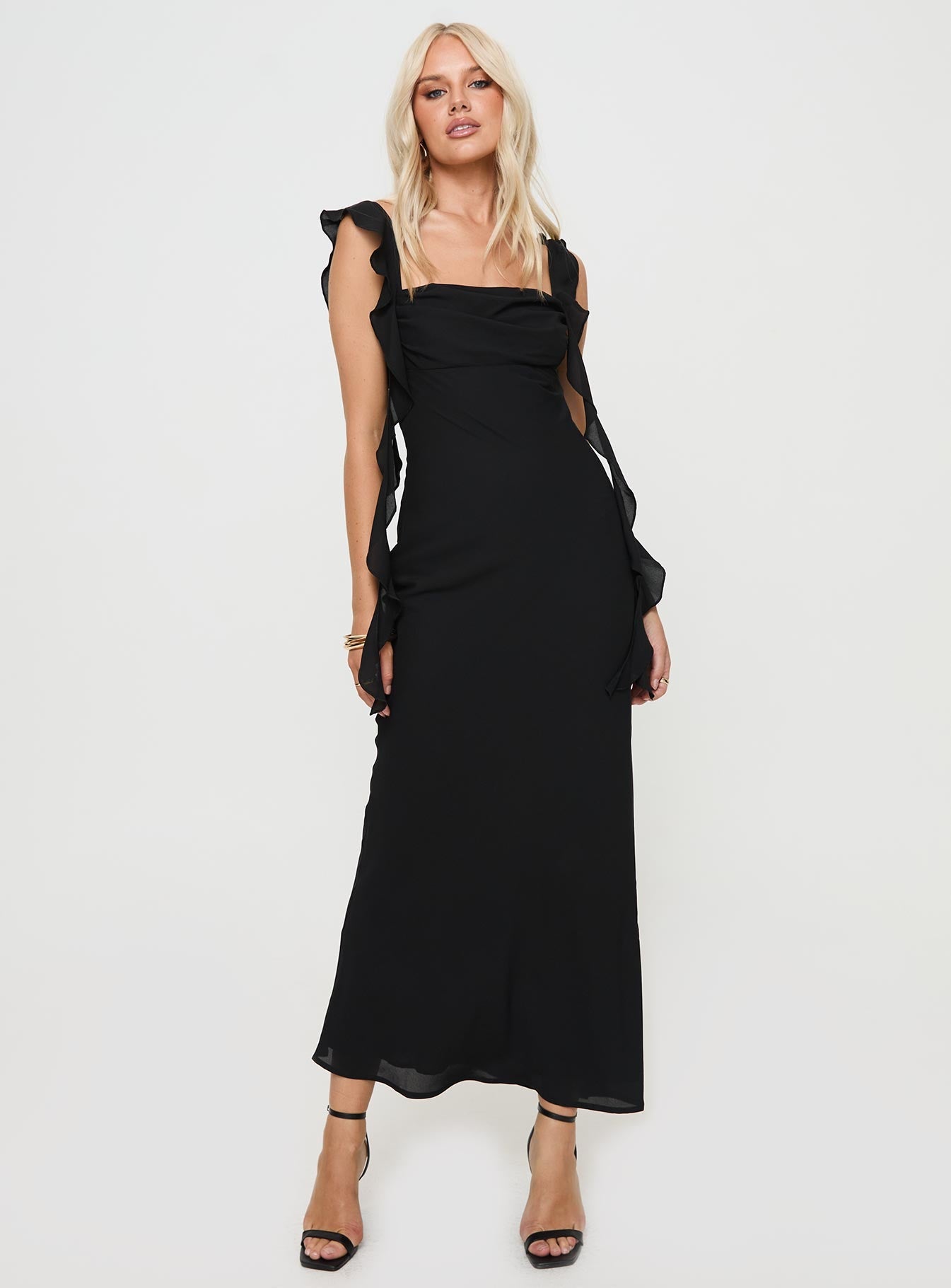 Siyah Lanai Maxi Elbise