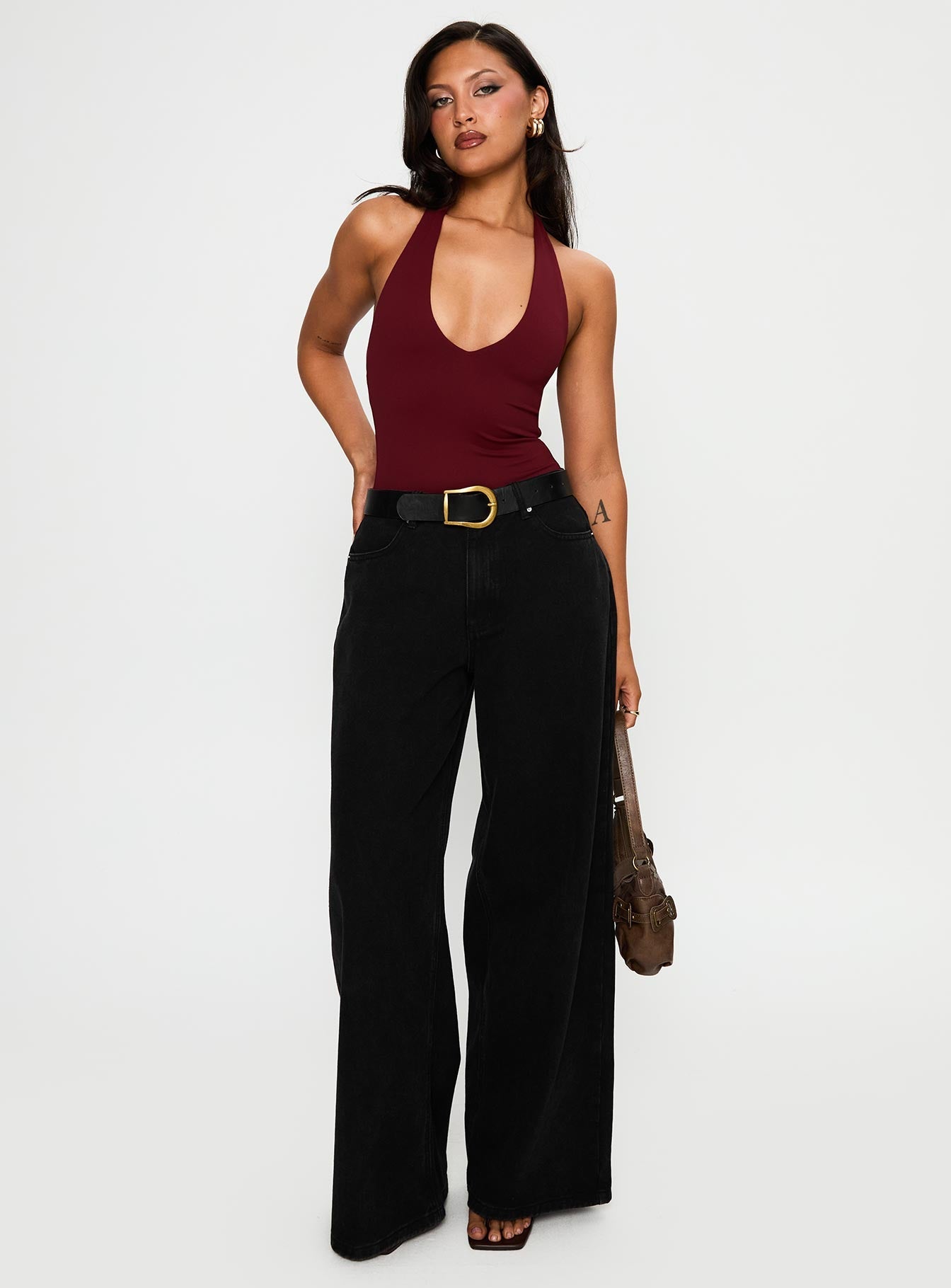 Bordo Yeni Tasarım Halter Body