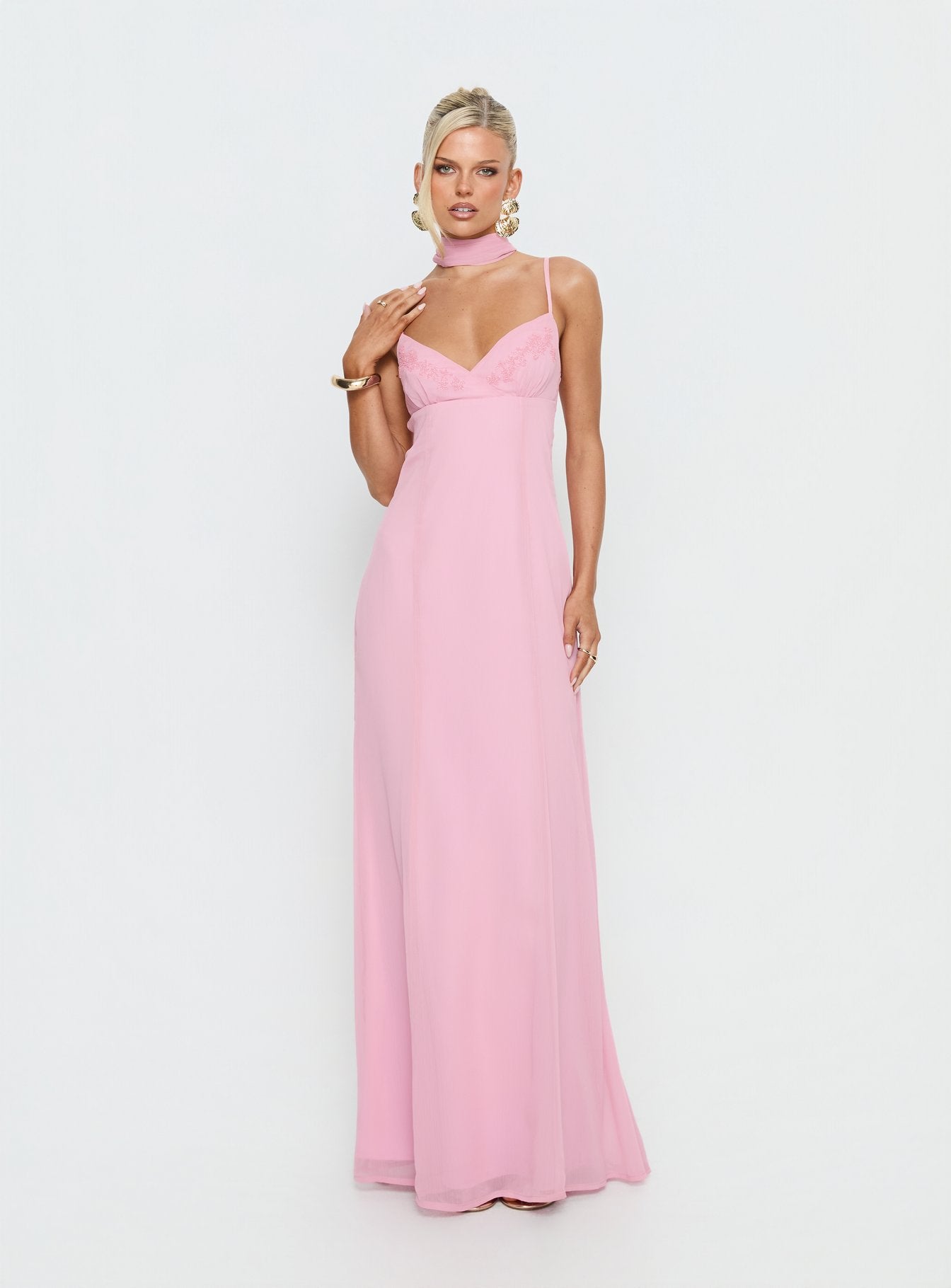 Jadira Açık Pembe Maxi Elbise