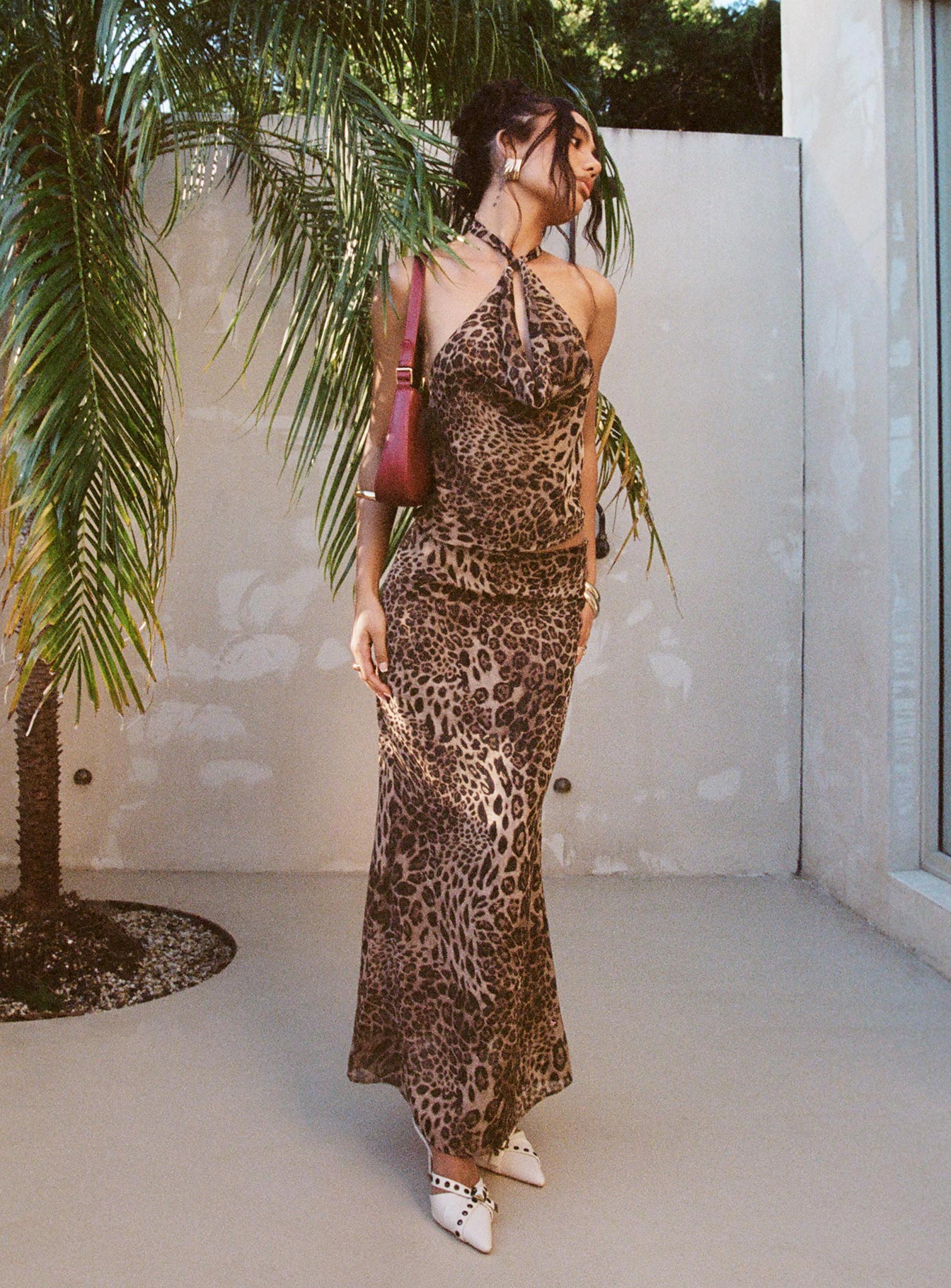 Leopar Desenli Eleganza Uzun Etek