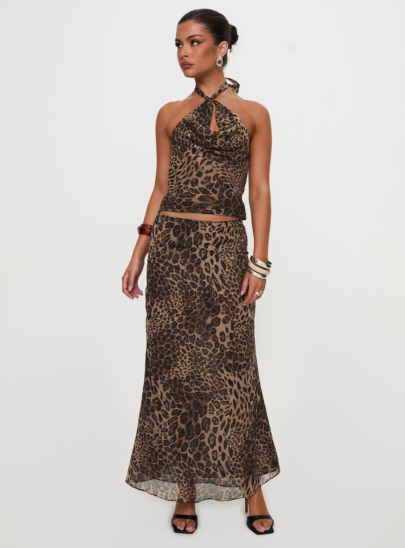 Leopar Desenli Eleganza Uzun Etek