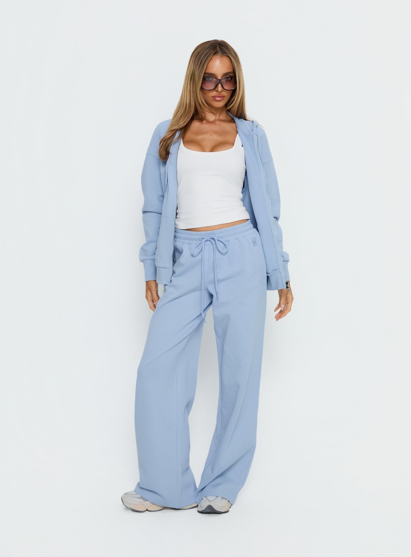 Buz Mavisi Oversize Kapüşonlu Sweatshirt