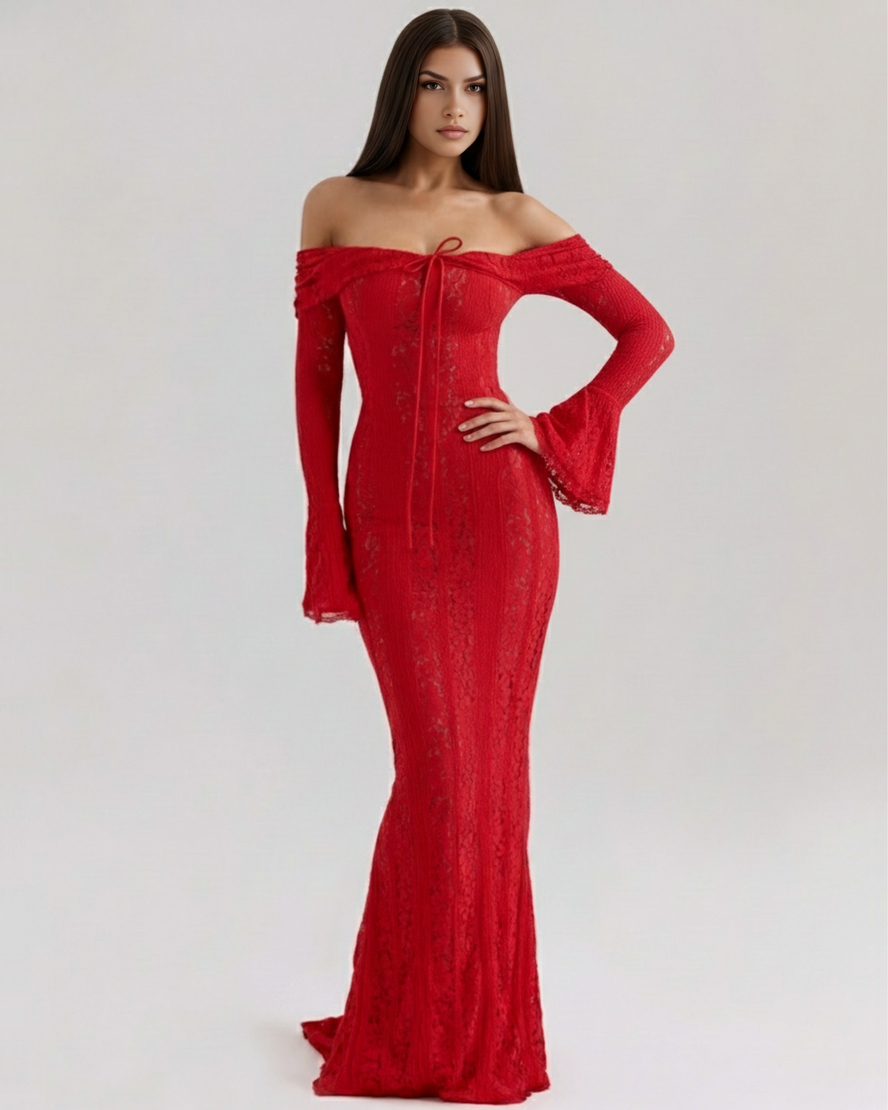 Alessandra Kırmızı Maxi Elbise