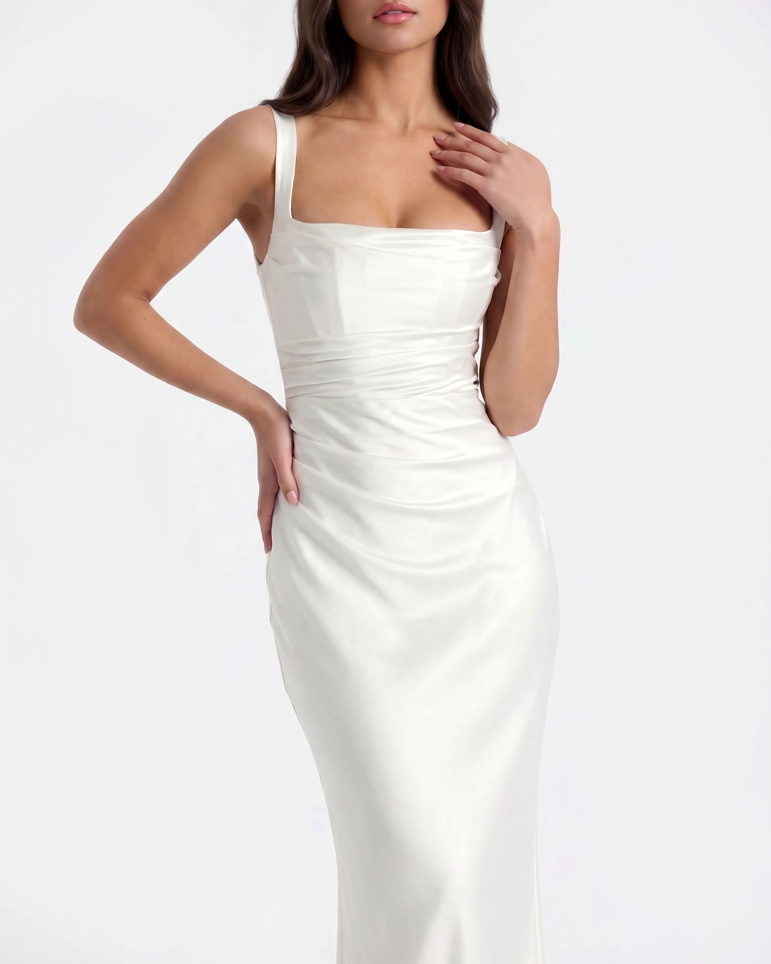 Adrienne Beyaz Maxi Elbise