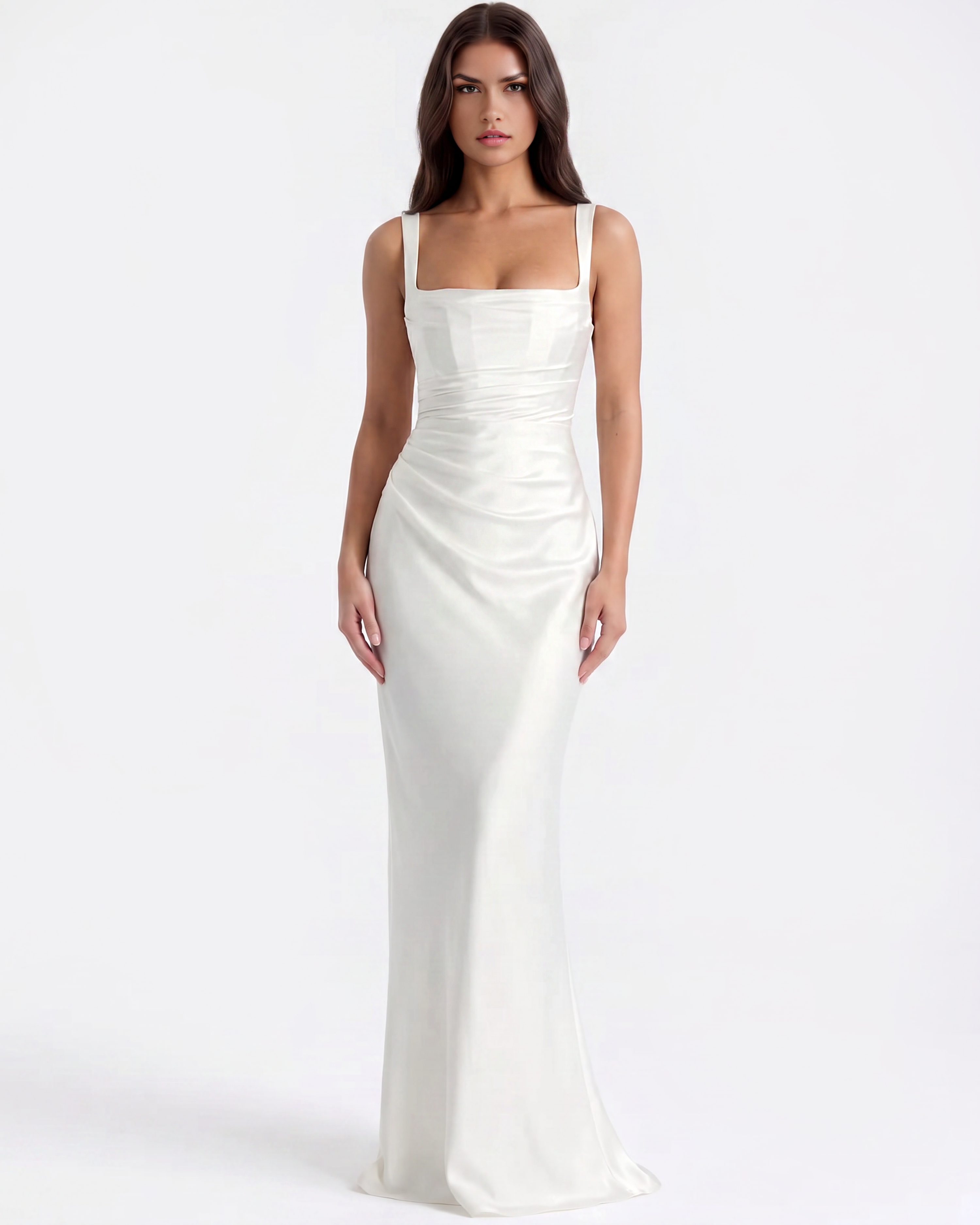 Adrienne Beyaz Maxi Elbise