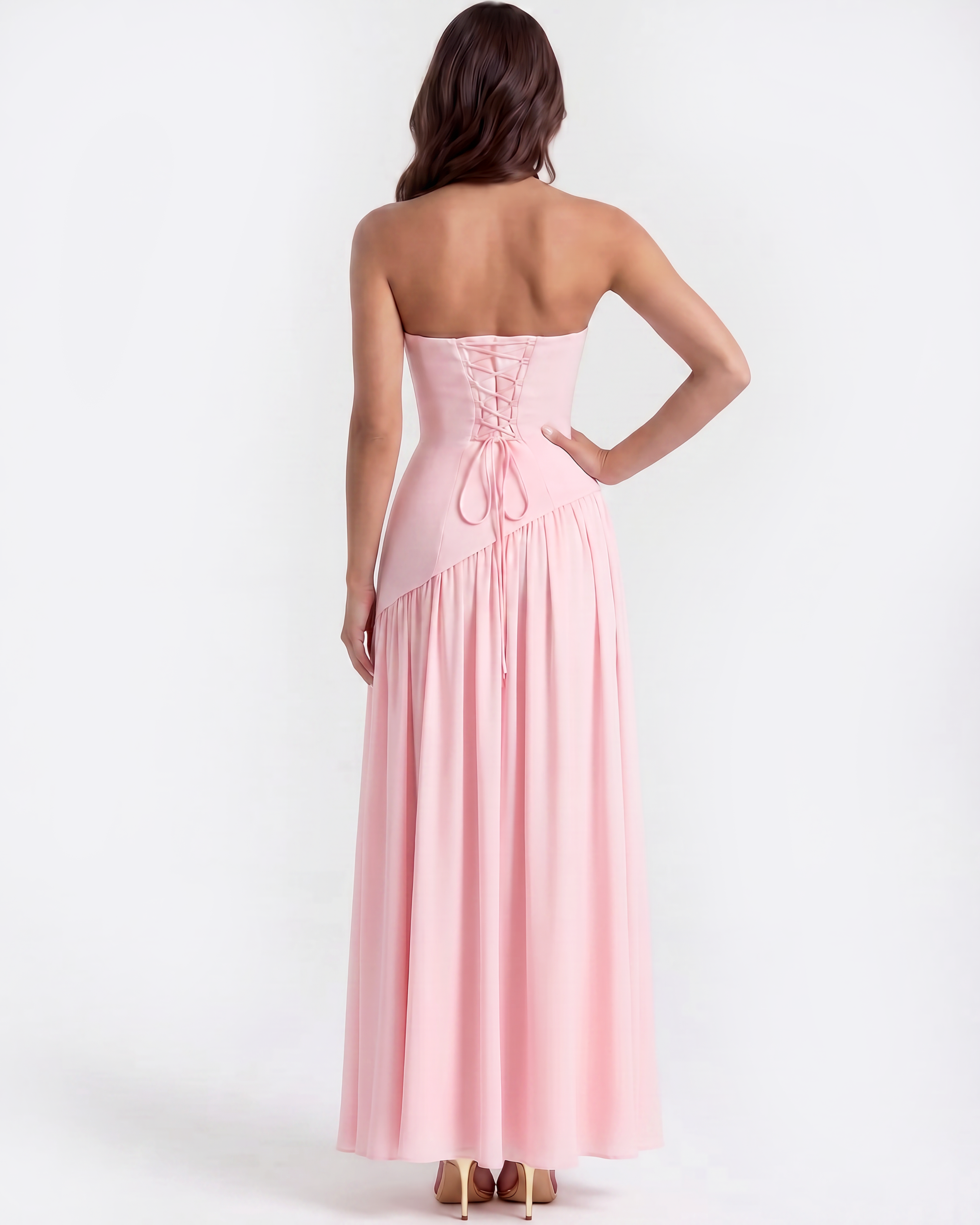 Serena Pembe Maxi Elbise