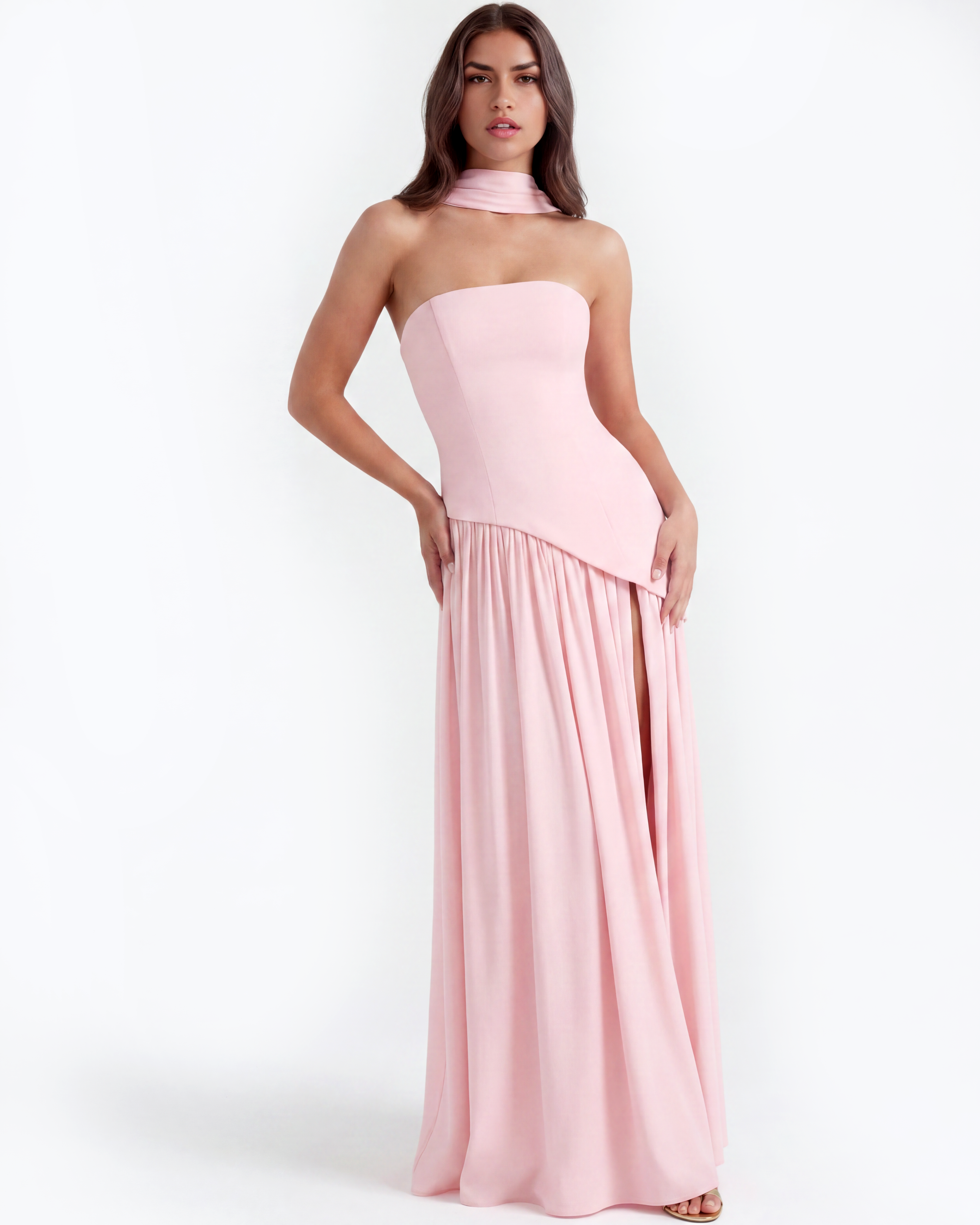 Serena Pembe Maxi Elbise