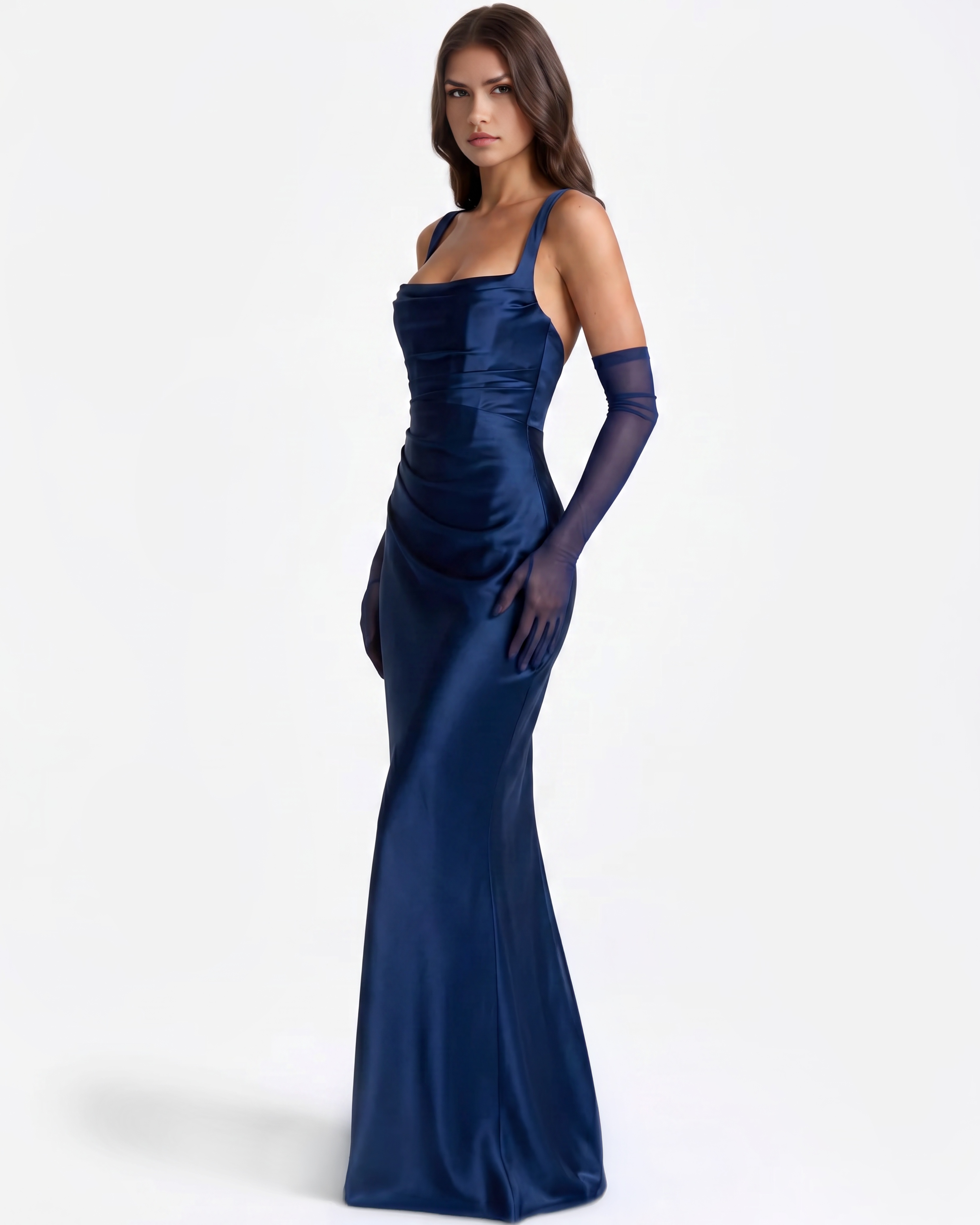 Adrienne Lacivert Maxi Elbise
