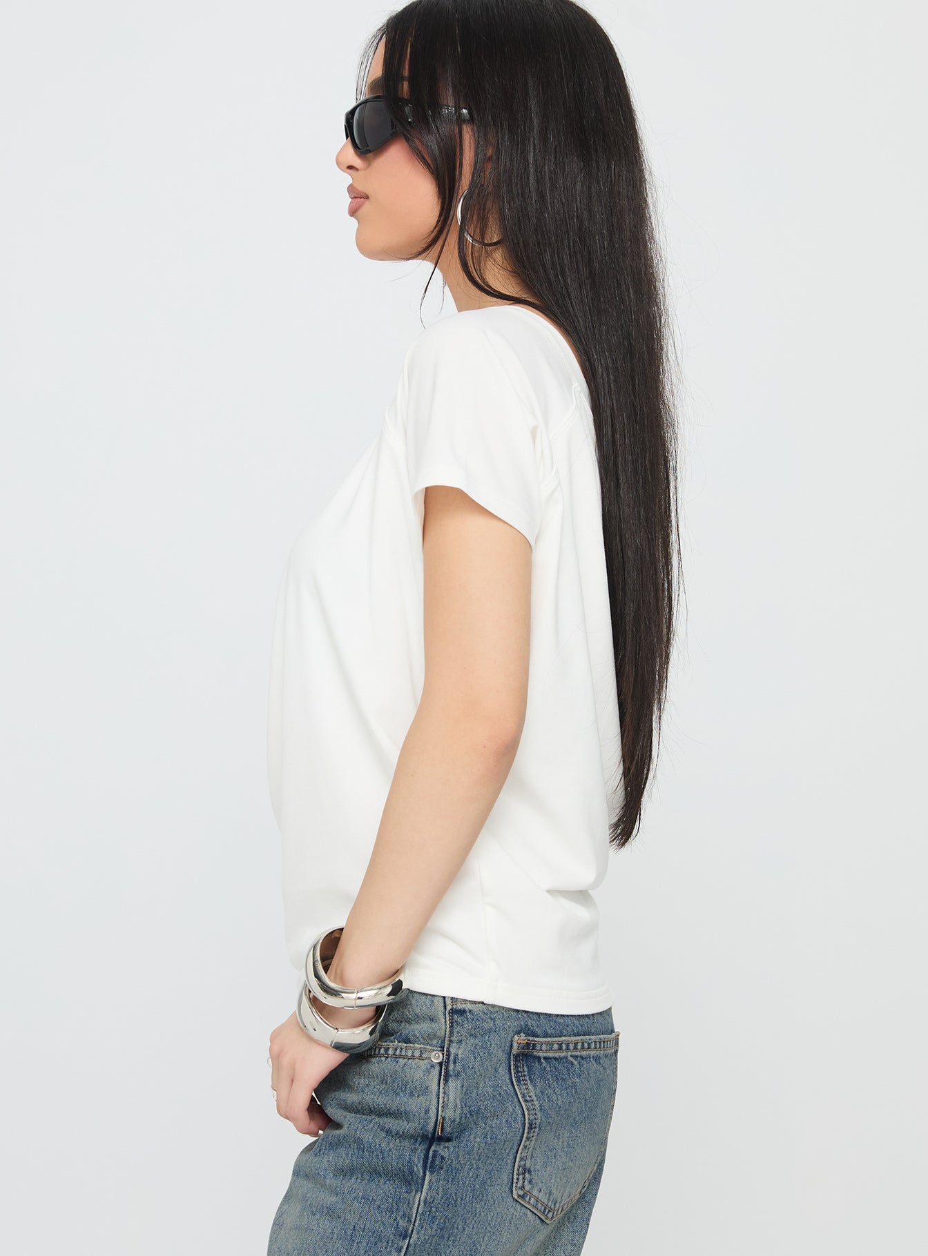 İkonik Bebek Off Shoulder Beyaz Bluz