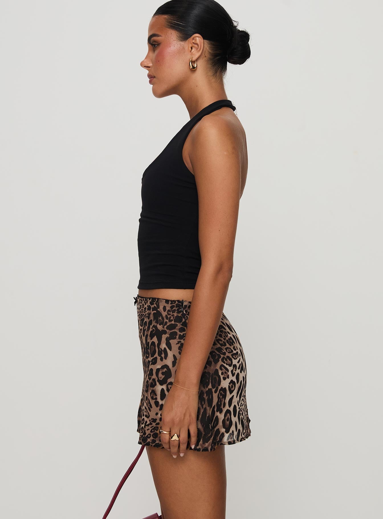 Leopar Desenli Mini Etek