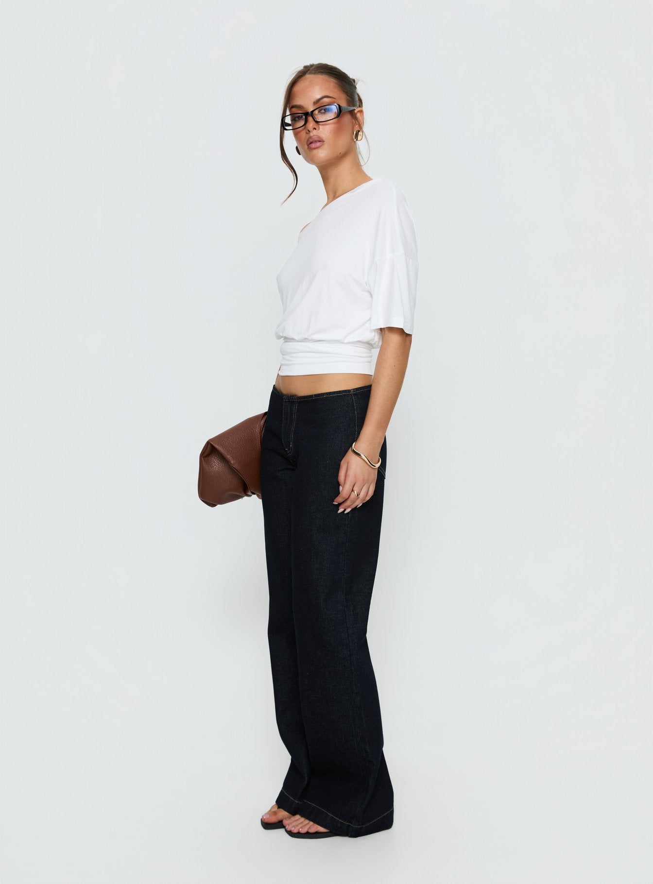 Buenos No Waist Düşük Bel Ham Denim Düz Paça Kot Pantolon