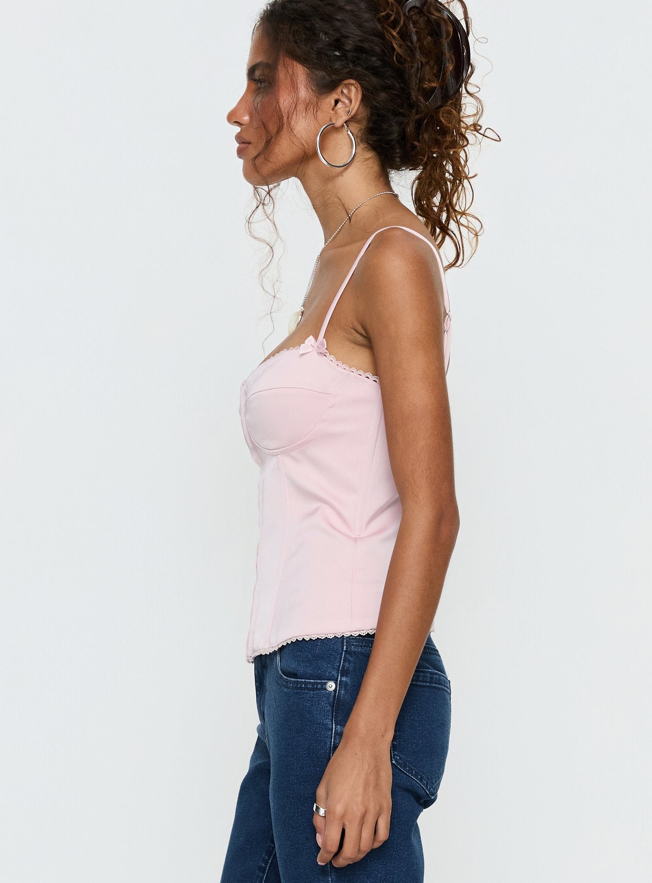 Maralyne Saten Korse Bluz - Açık Pembe