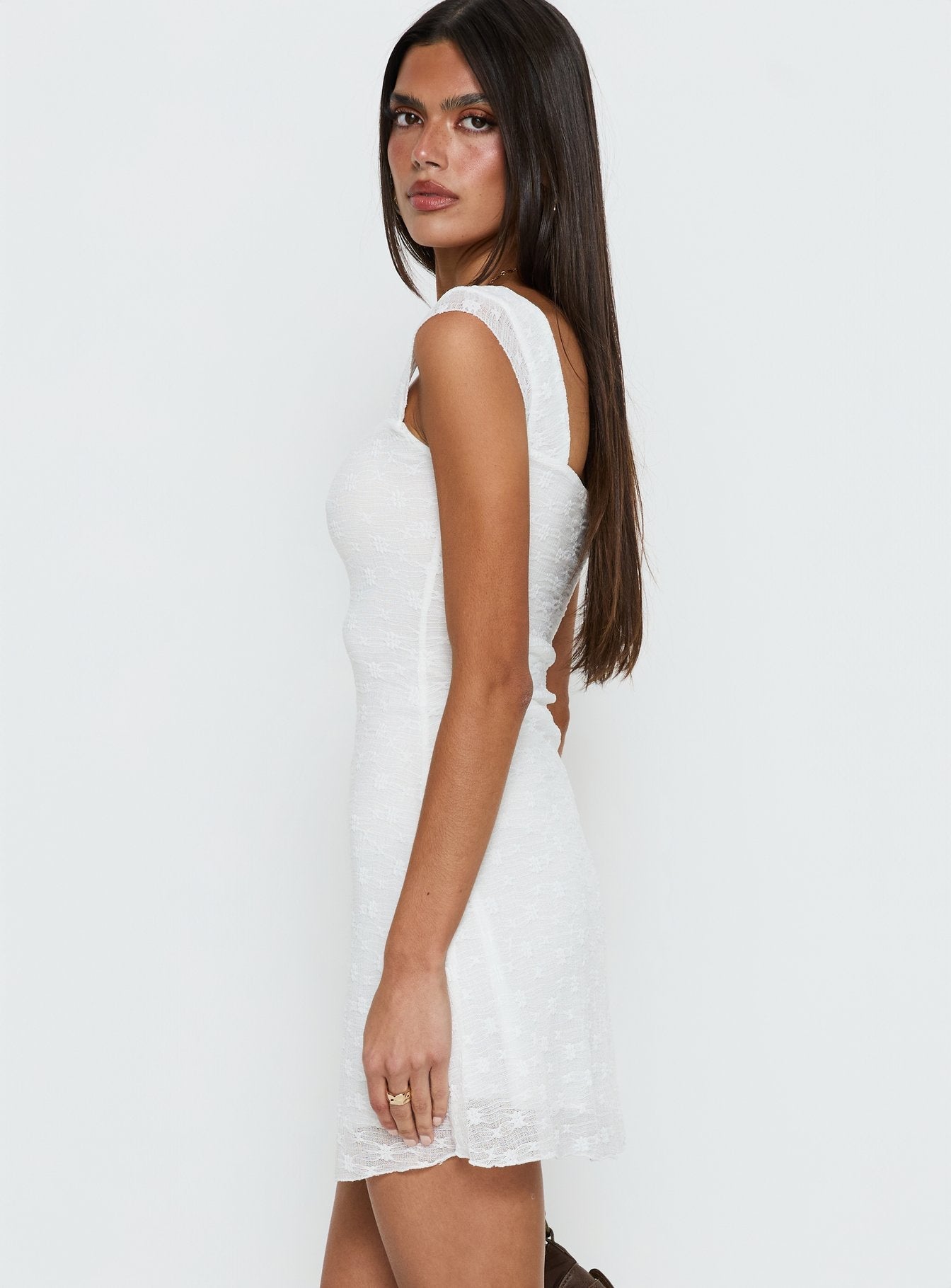 Beyaz Lanchester Mini Elbise