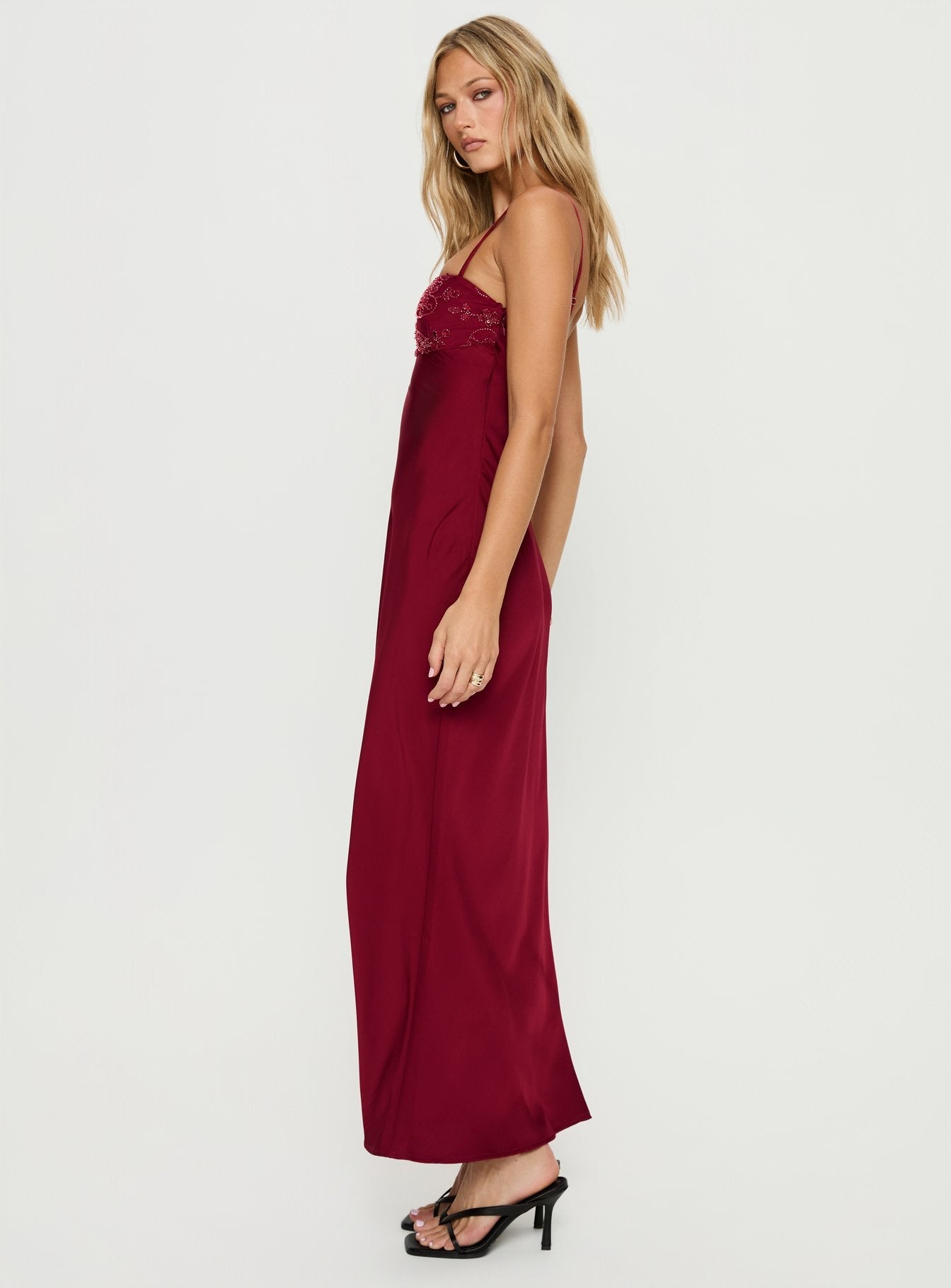 Engracia Bordo Pullu Maxi Elbise