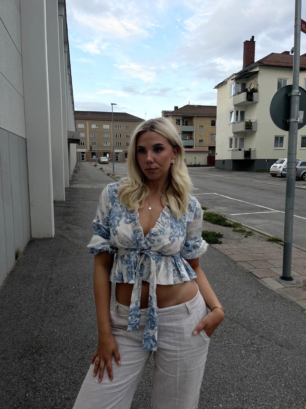 Agathe Bluz - Beyaz-Mavi