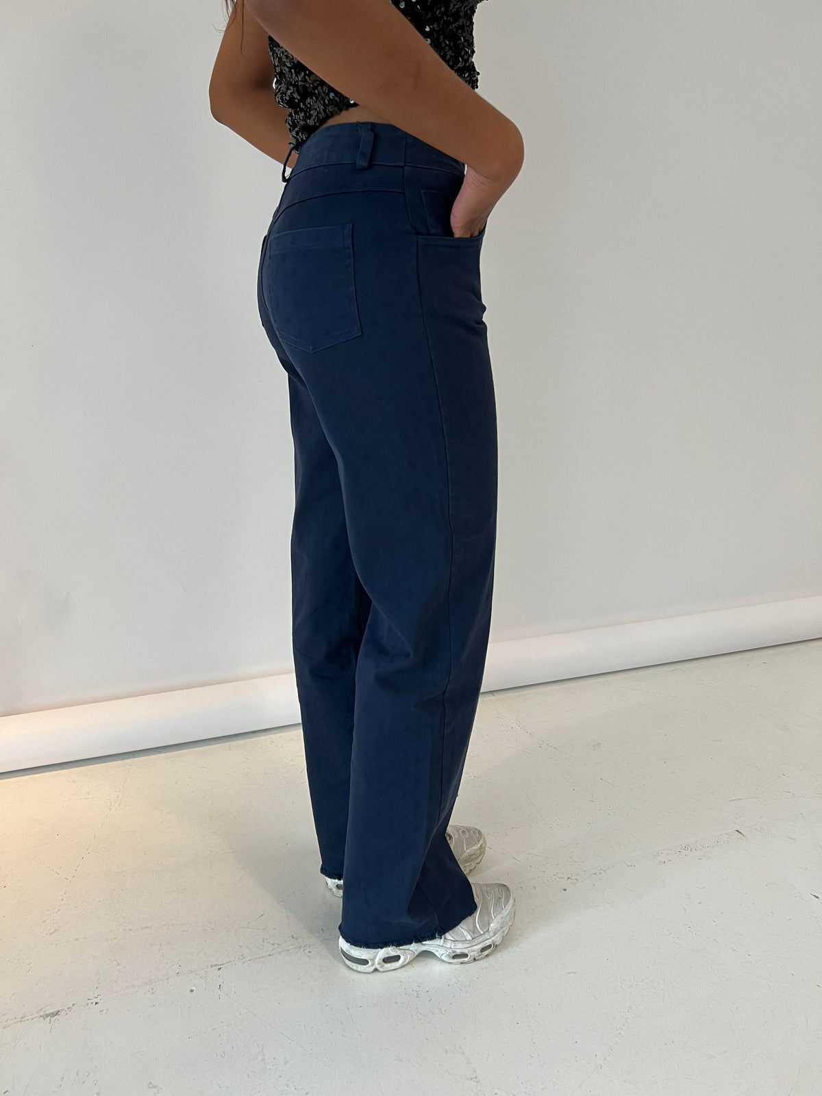 Lacivert Gabardin Desenli Pantolon