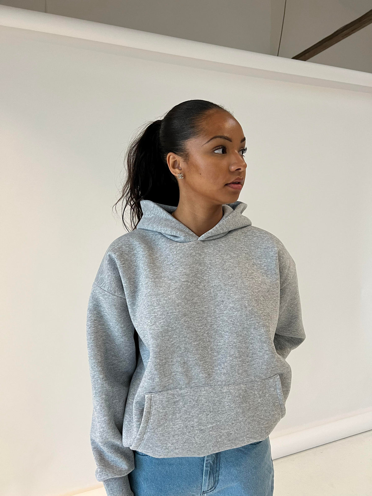 Anelise Büyük Beden Kapüşonlu Sweatshirt - Gri