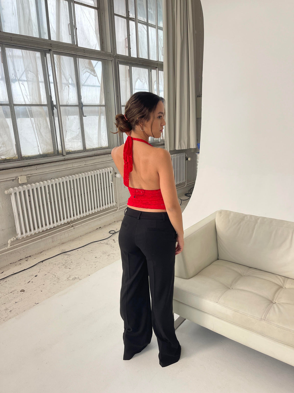 Amabel Kırmızı Dantel Bluz
