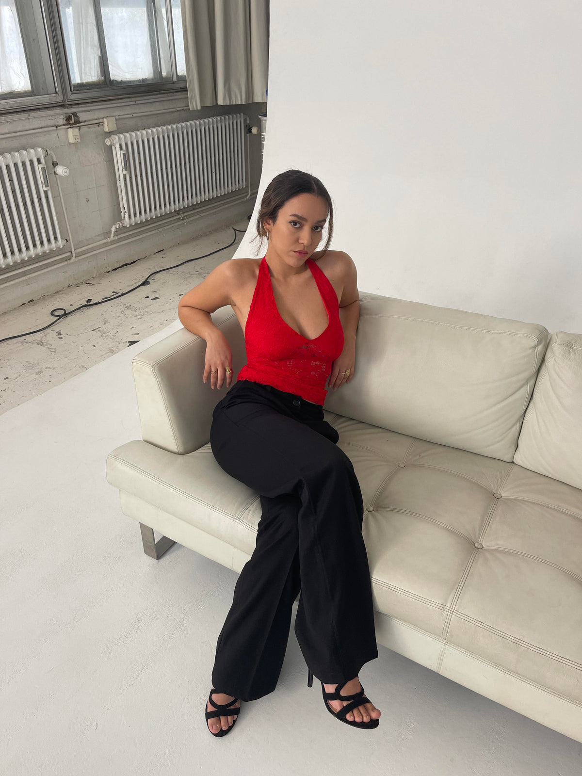 Amabel Kırmızı Dantel Bluz