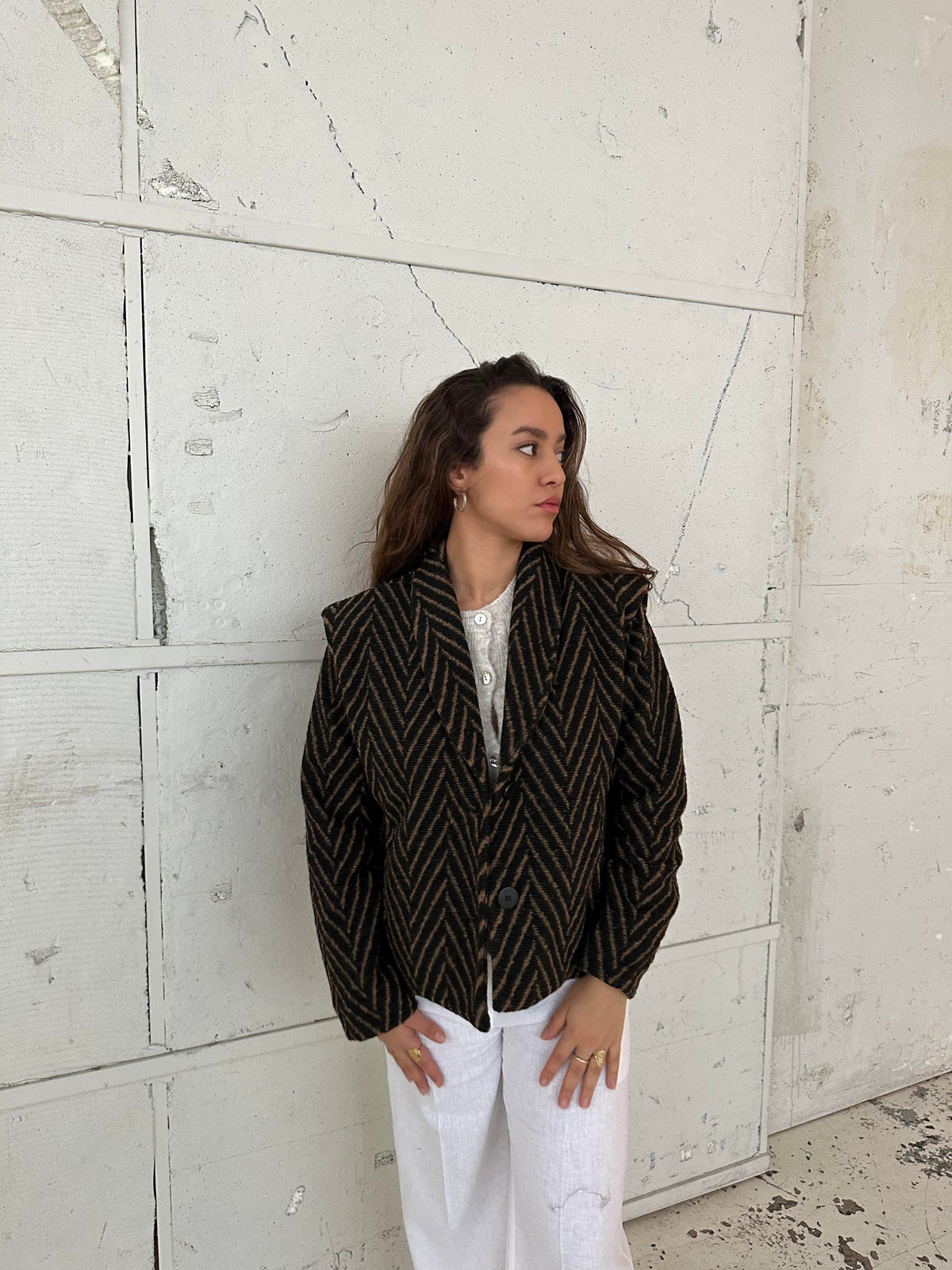 Astoria Blazer Ceket - Siyah-Bej