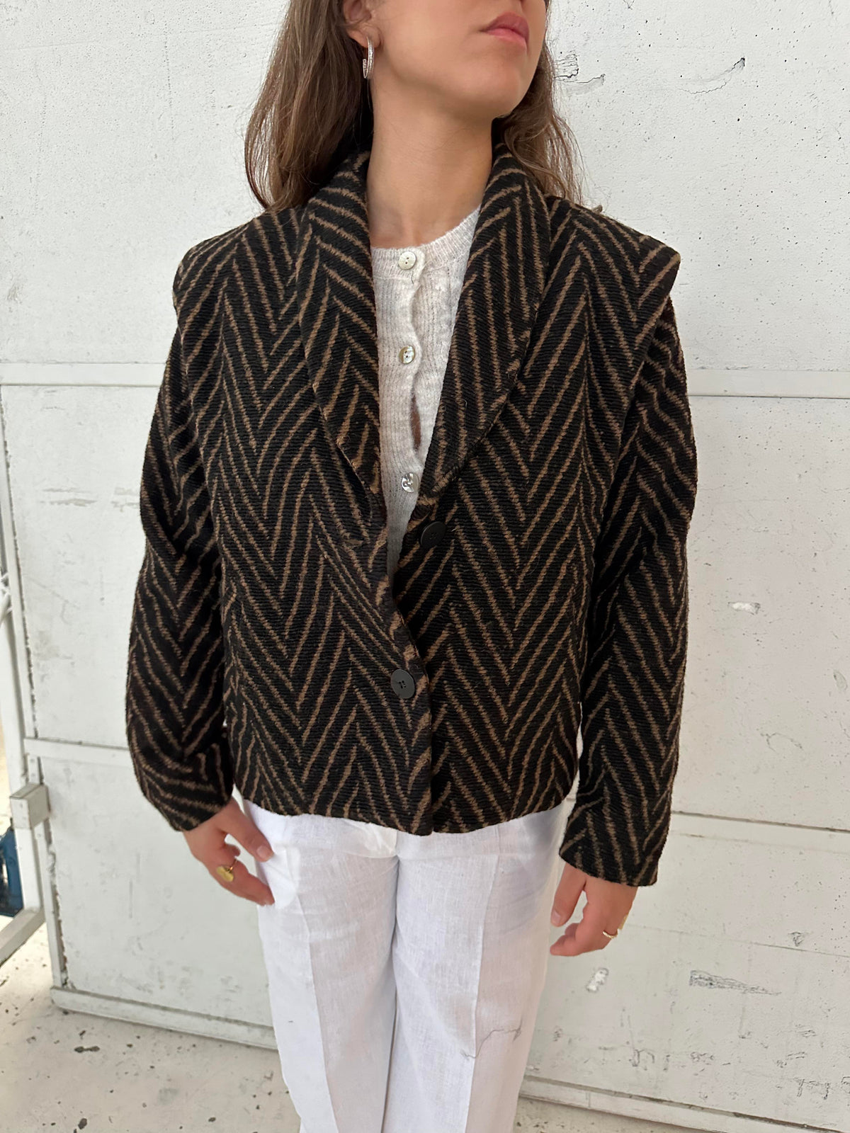 Astoria Blazer Ceket - Siyah-Bej