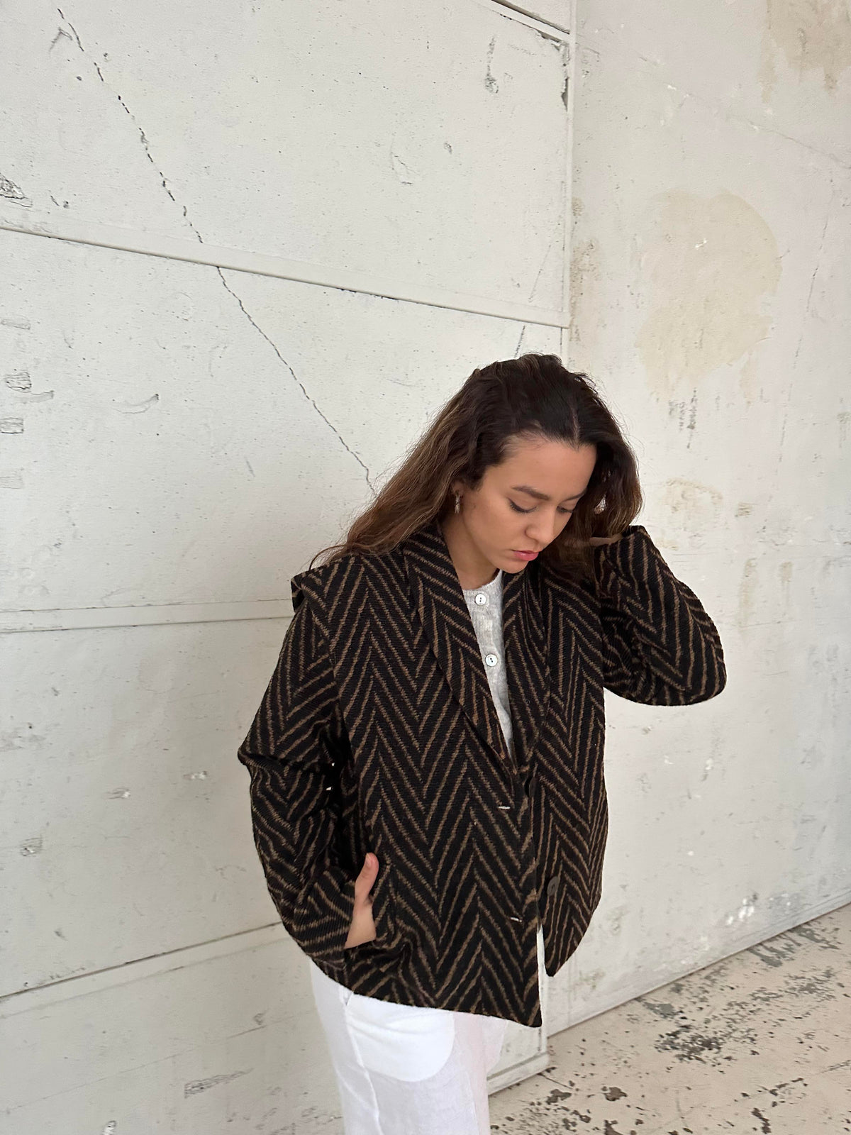 Astoria Blazer Ceket - Siyah-Bej